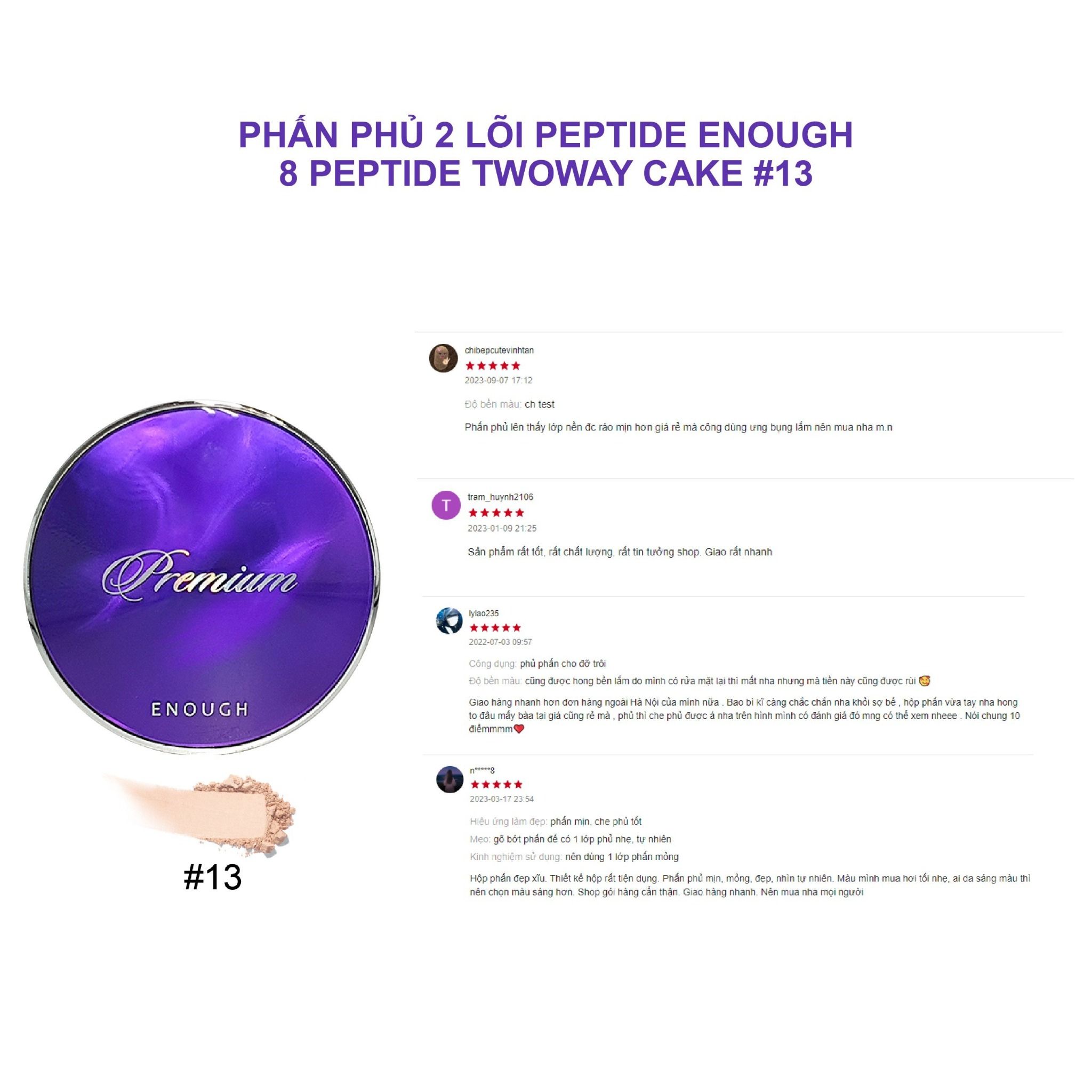 PHẤN PHỦ 2 LÕI PEPTIDE CAO CẤP ENOUGH 8 PEPTIDE TWOWAY CAKE