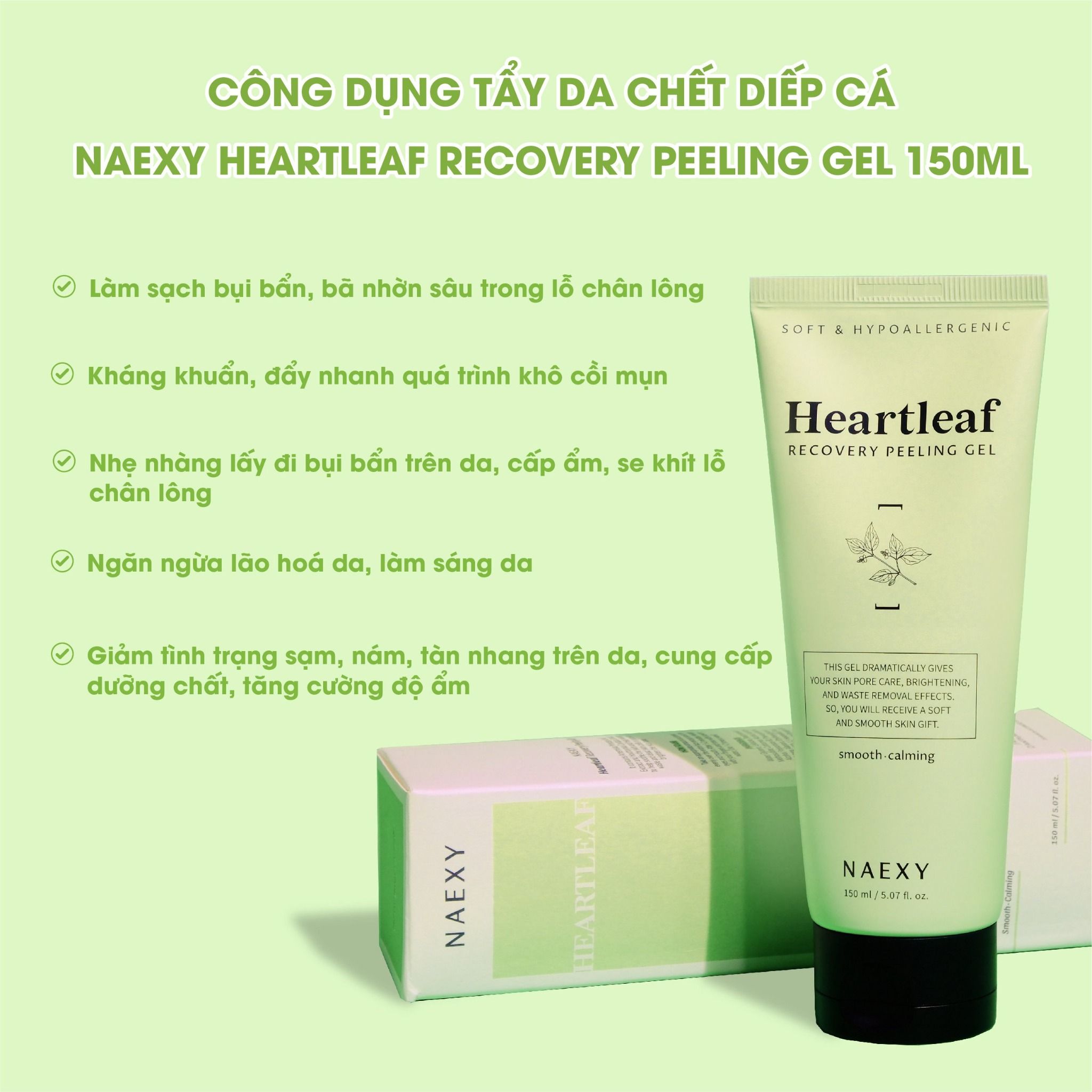 TẨY DA CHẾT DIẾP CÁ NAEXY HEARTLEAF RECOVERY PEELING GEL 150ML