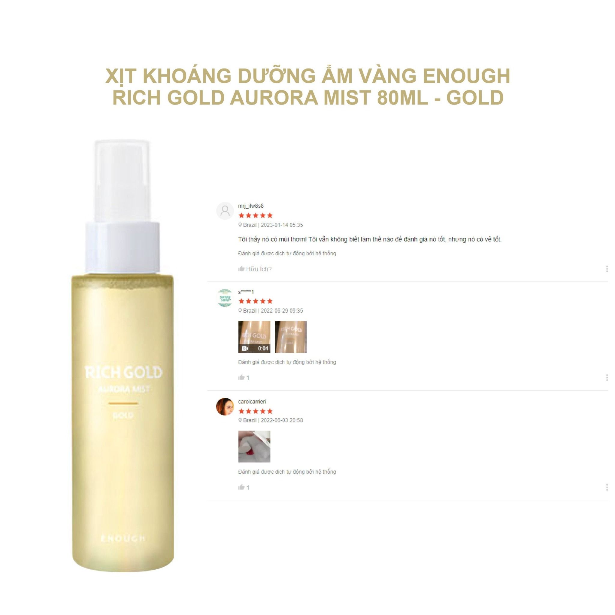 XỊT KHOÁNG VÀNG CAO CẤP ENOUGH RICH GOLD AURORA MIST 80ML - GOLD
