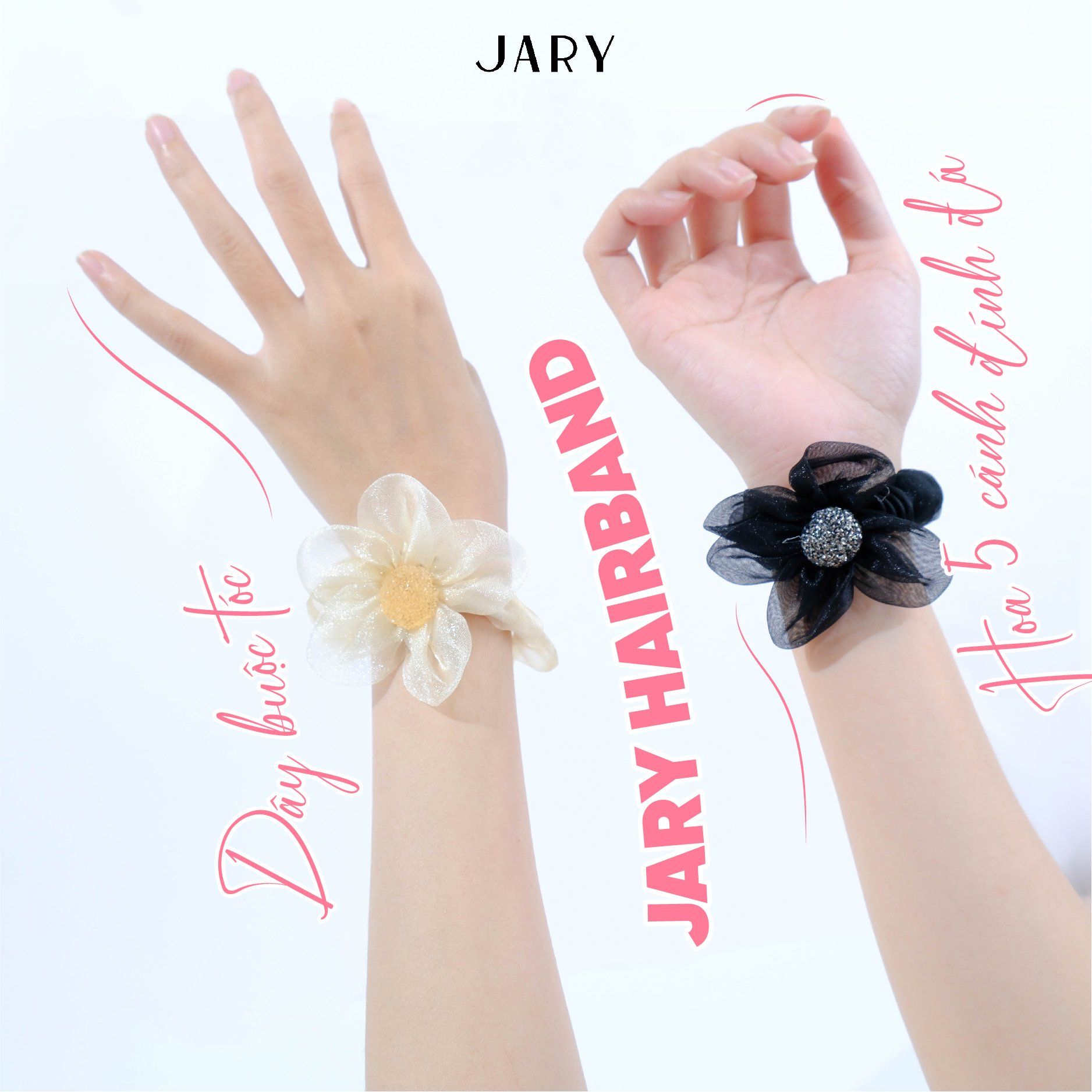 DÂY BUỘC TÓC JARY HAIRBAND HOA 5 CÁNH ĐÍNH ĐÁ - HB1 - HB1.5 - HB1.5.1 - MÀU CÀ PHÊ