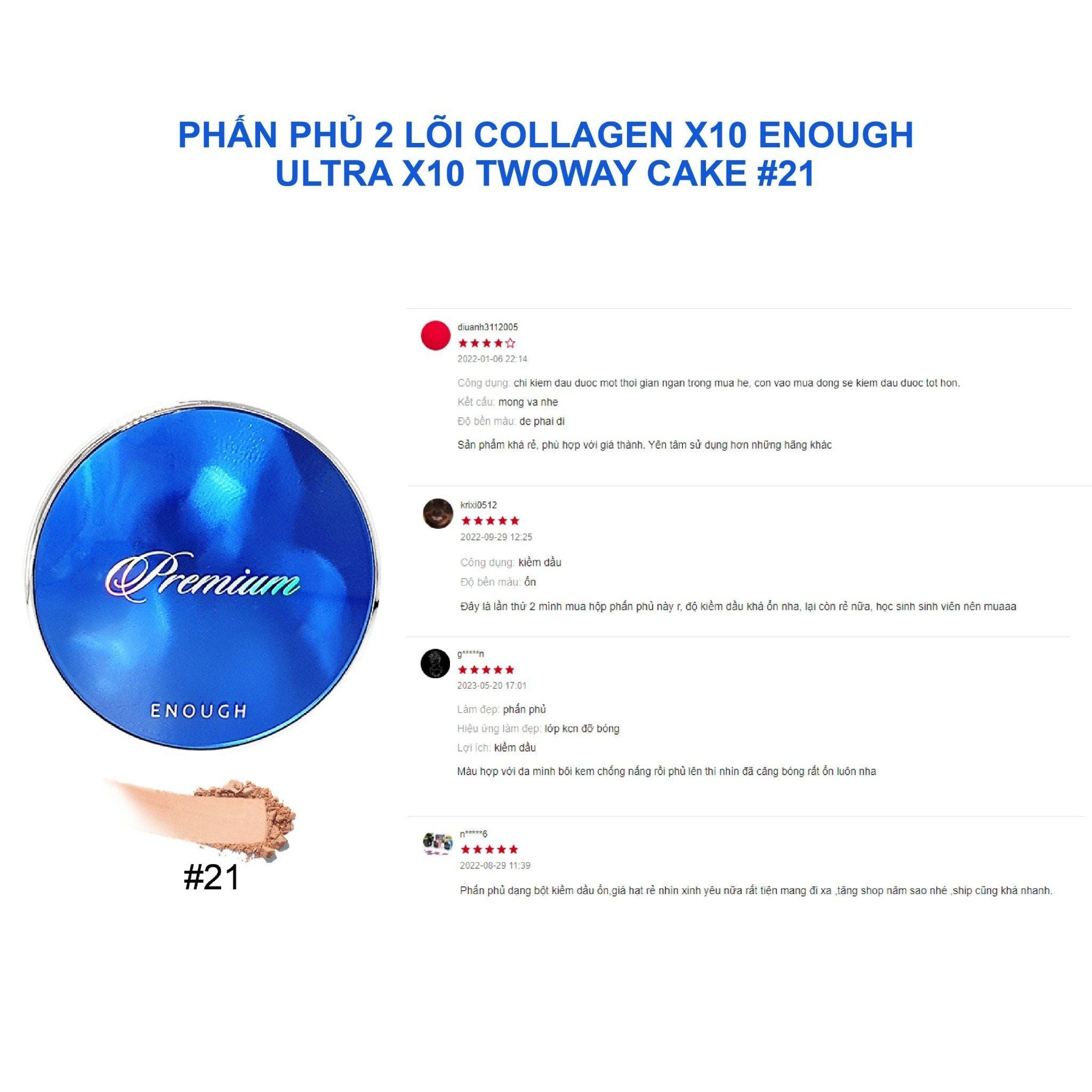 PHẤN PHỦ 2 LÕI COLLAGEN CAO CẤP ENOUGH ULTRA X10 TWOWAY CAKE