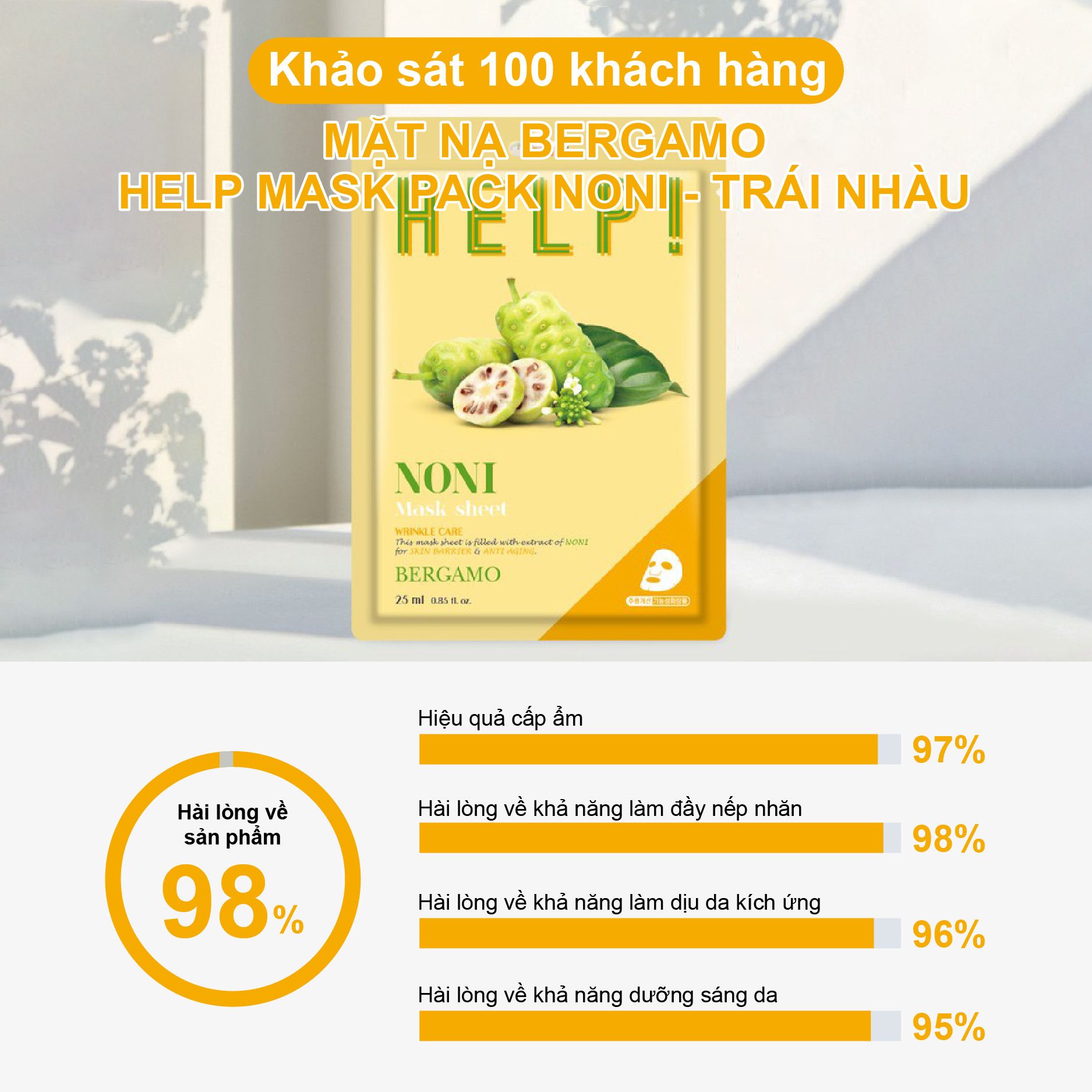 MẶT NẠ BERGAMO HELP MASK PACK NONI - TRÁI NHÀU