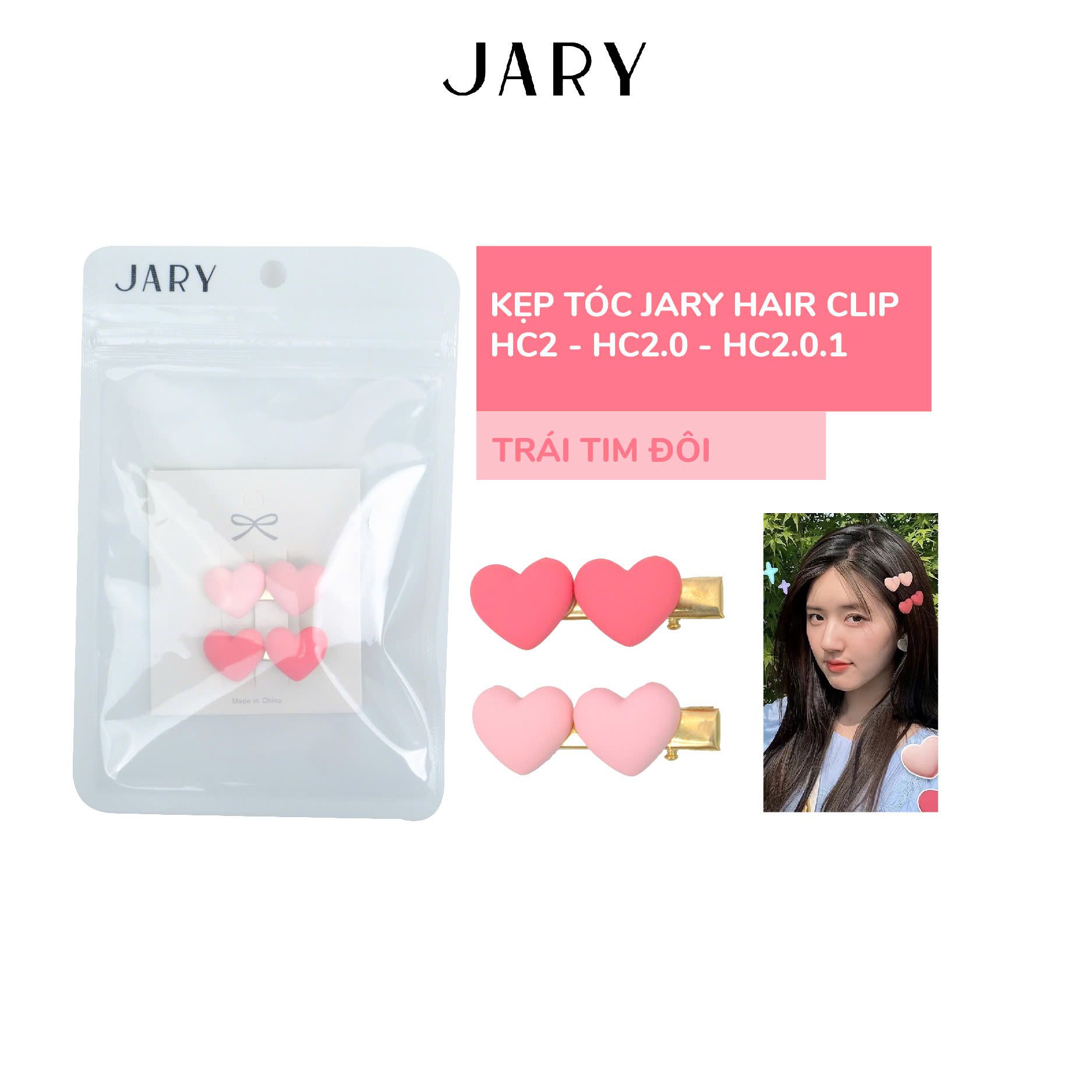 KẸP TÓC JARY HAIR CLIP - HC2 - HC2.0 - HC2.0.1 - TRÁI TIM ĐÔI