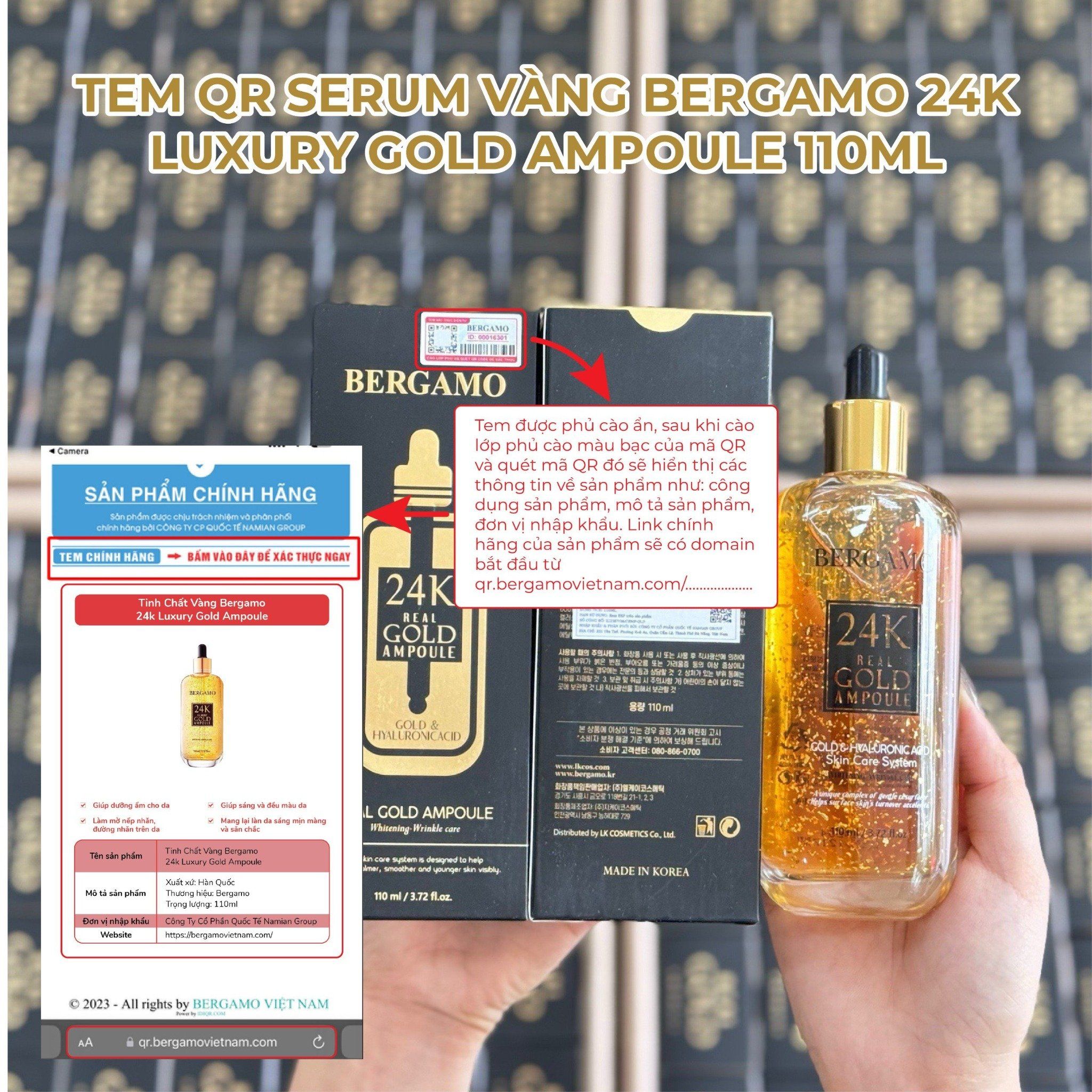 TINH CHẤT VÀNG BERGAMO 24K LUXURY GOLD AMPOULE 110ML