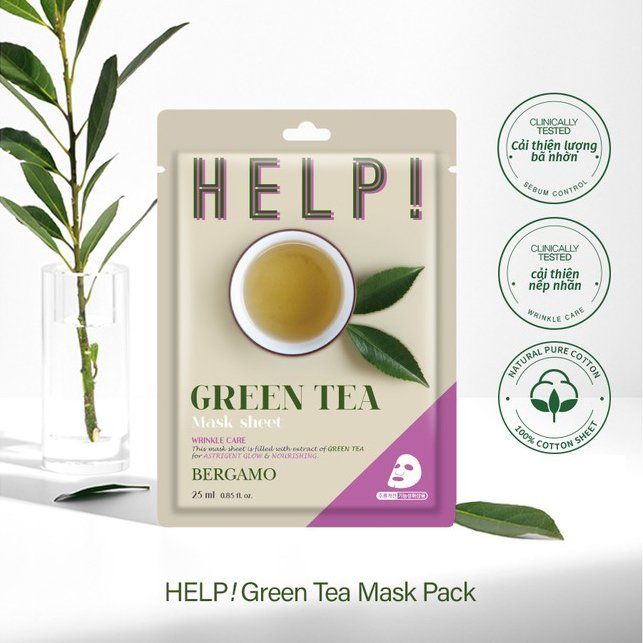 MẶT NẠ BERGAMO HELP MASK PACK GREEN TEA - TRÀ XANH