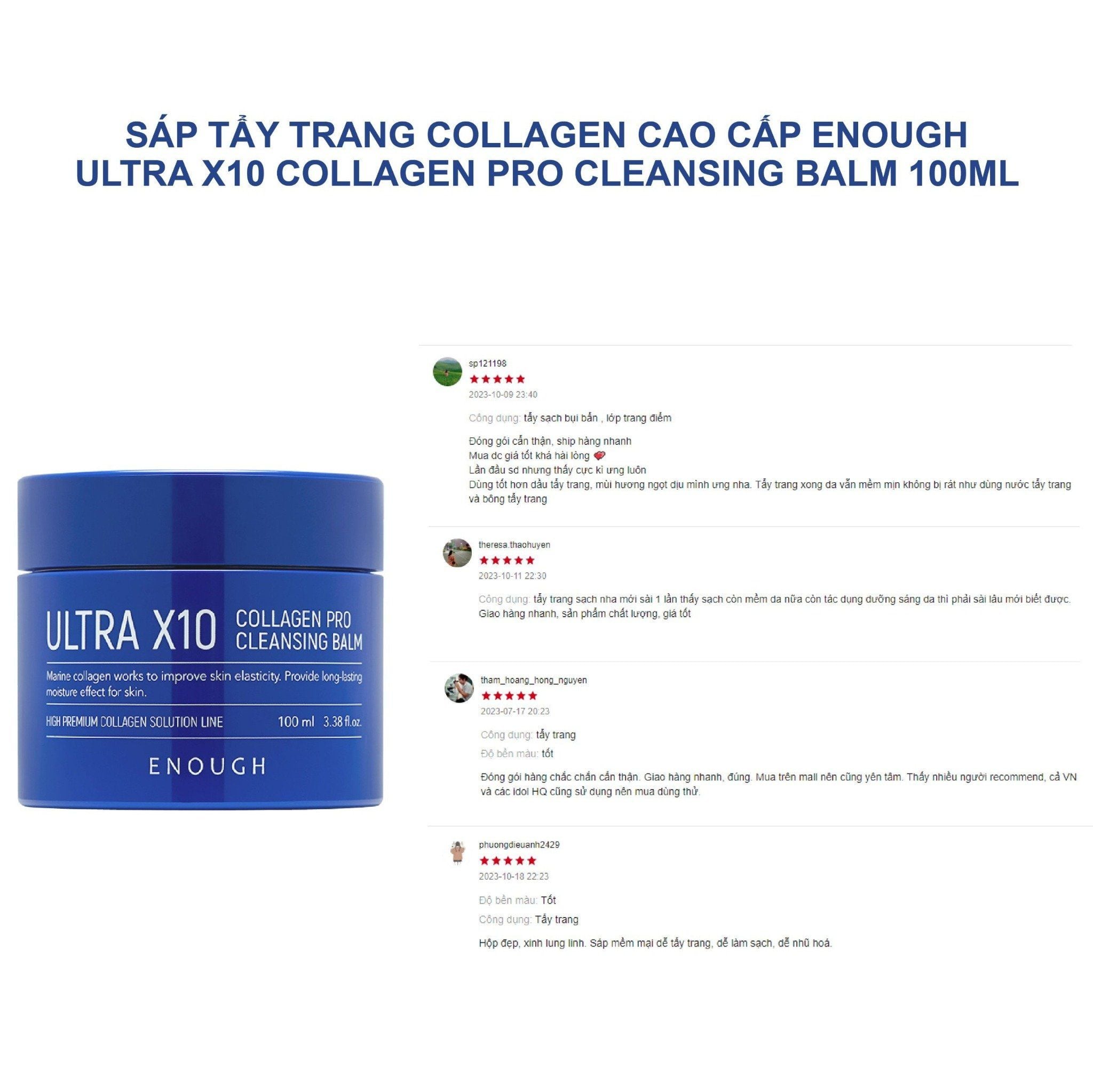SÁP TẨY TRANG COLLAGEN CAO CẤP ENOUGH ULTRA X10 COLLAGEN PRO CLEANSING BALM 100ML