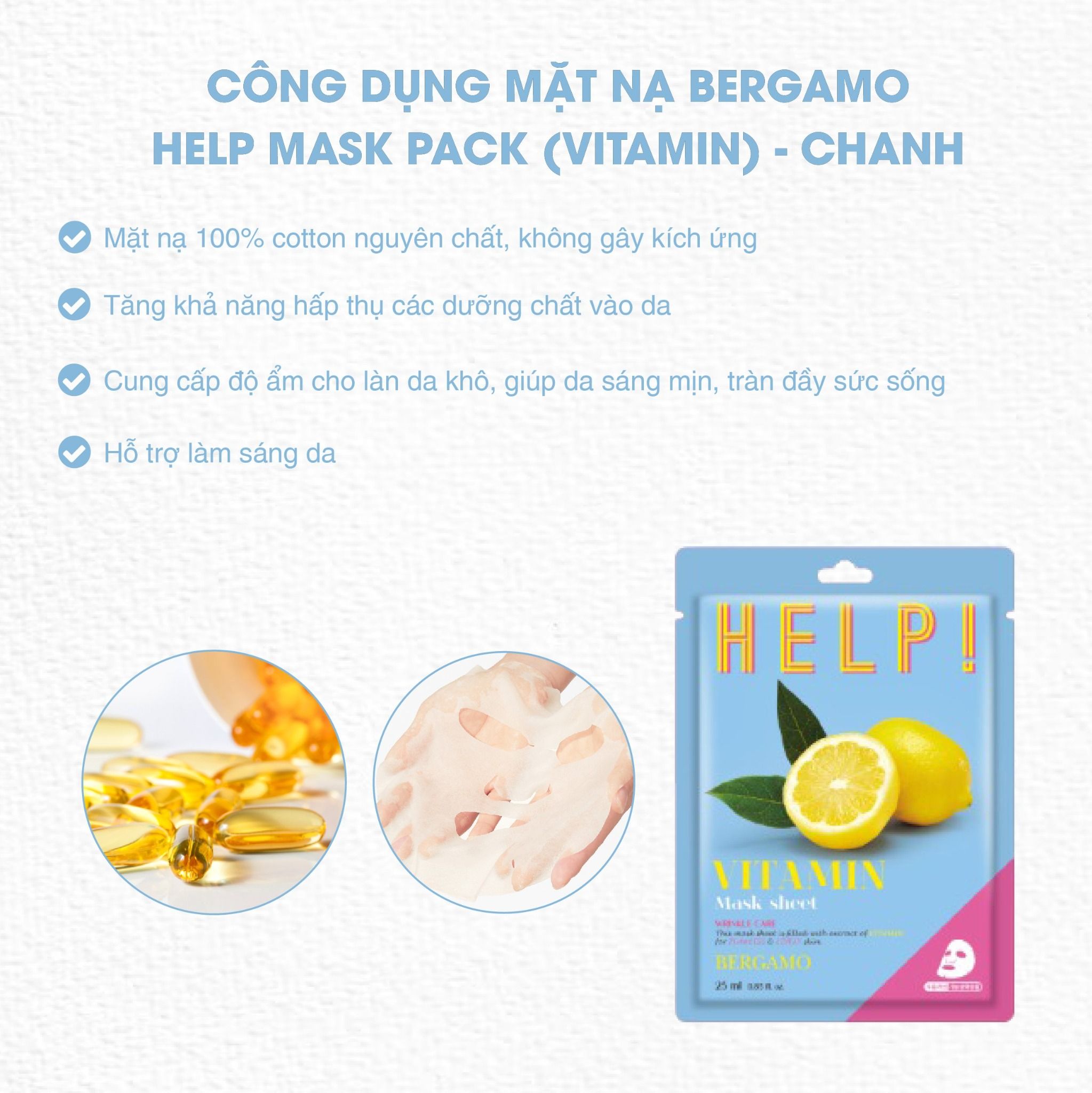 MẶT NẠ BERGAMO HELP MASK PACK VITAMIN - CHANH