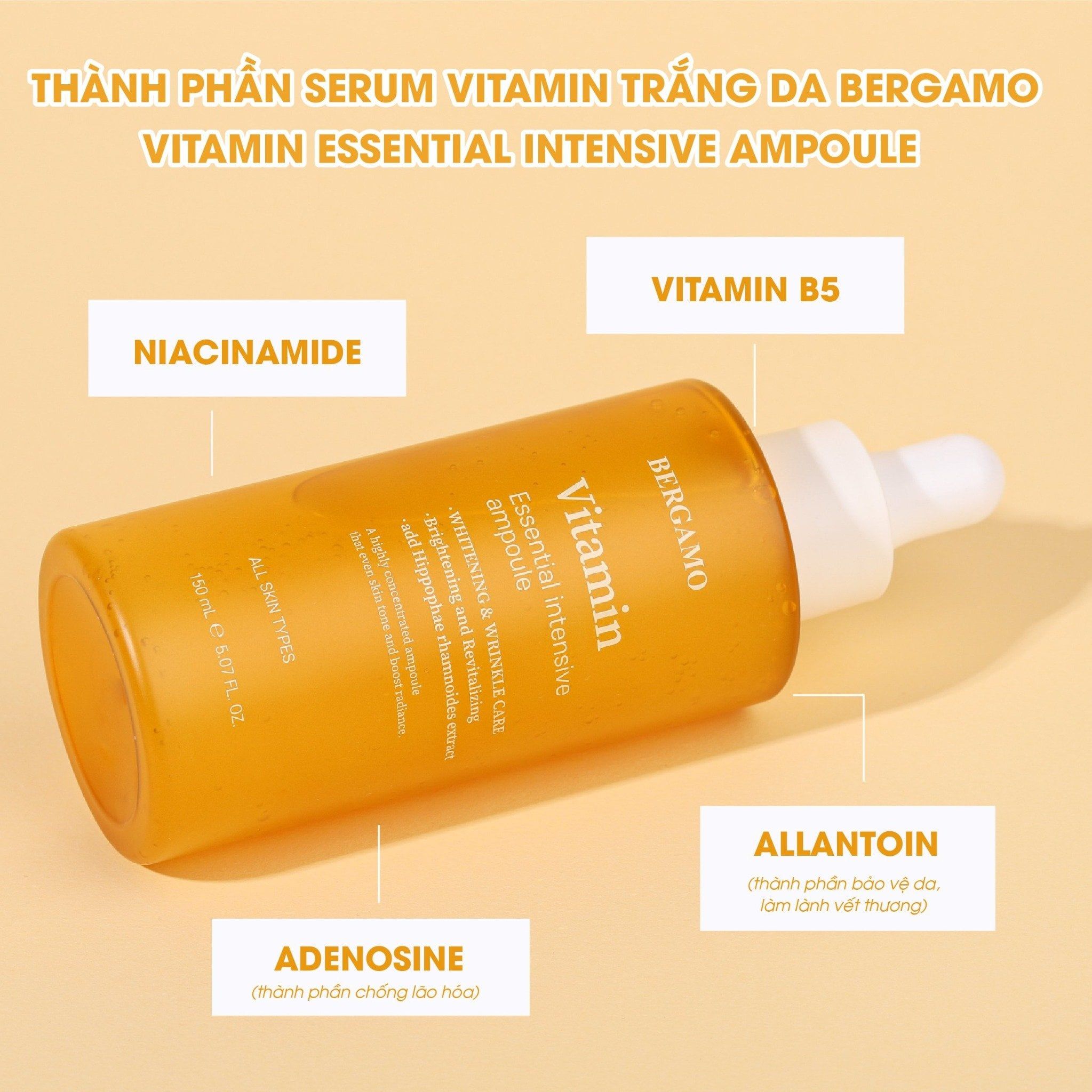 SERUM VITAMIN SÁNG DA BERGAMO VITAMIN ESSENTIAL INTENSIVE AMPOULE 150ML