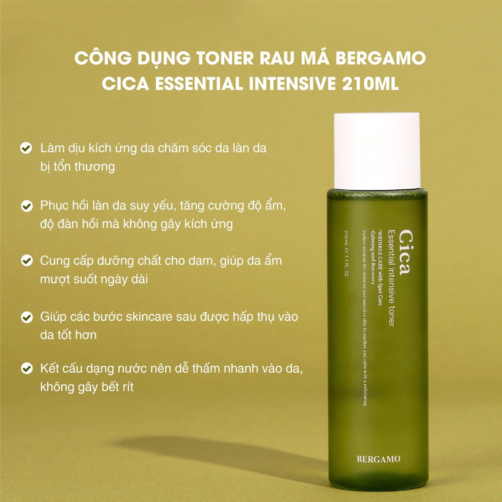 TONER RAU MÁ BERGAMO CICA ESSENTIAL INTENSIVE TONER 210ML