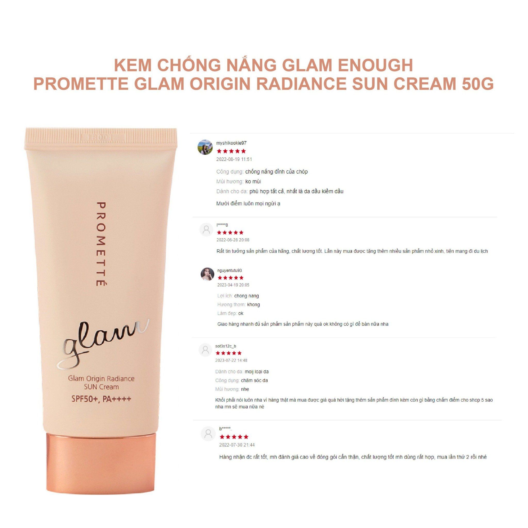 KEM CHỐNG NẮNG GLAM ENOUGH PROMETTE GLAM ORIGIN RADIANCE SUN CREAM 50G