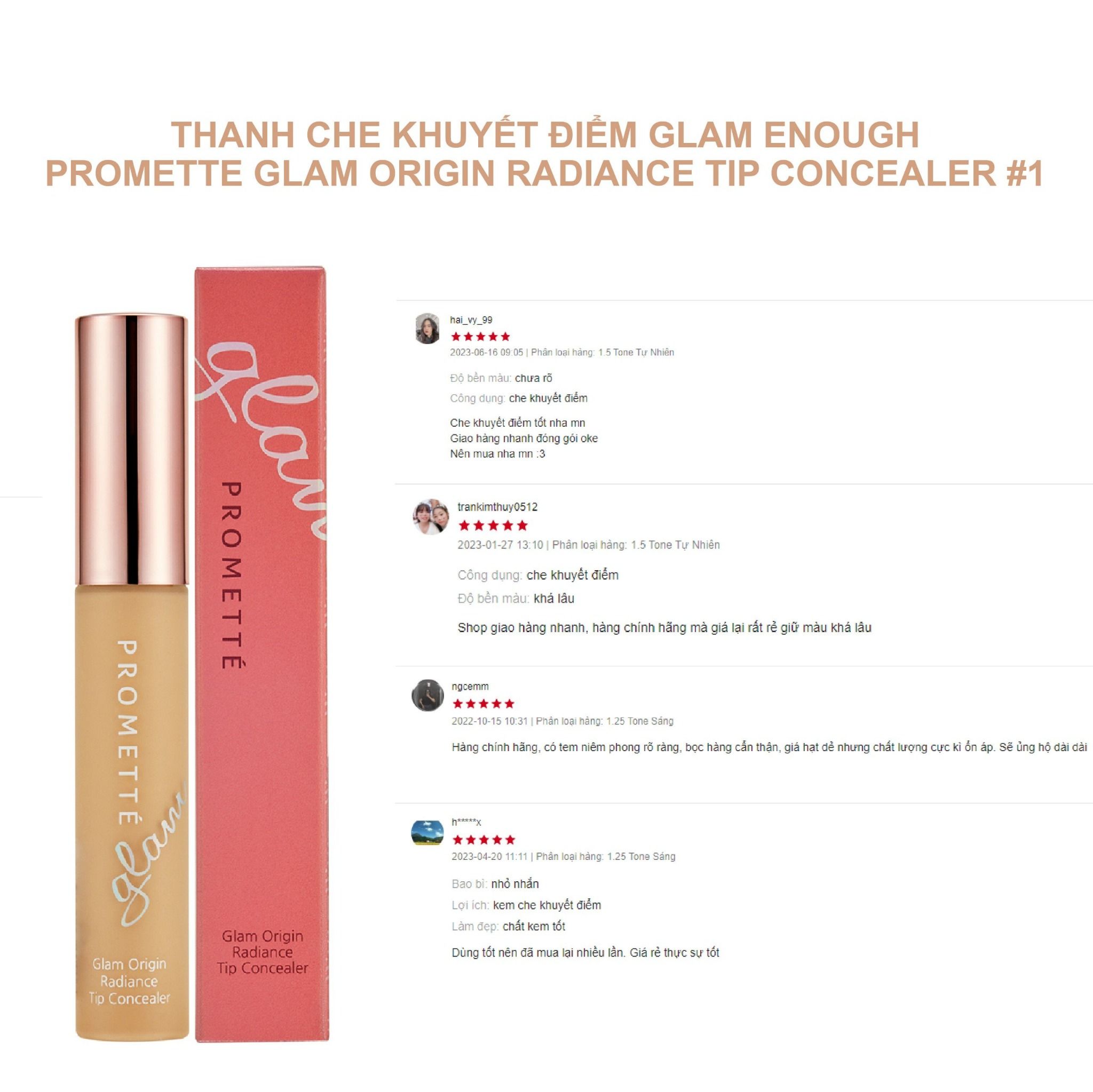 THANH CHE KHUYẾT ĐIỂM GLAM ENOUGH PROMETTE GLAM ORIGIN RADIANCE TIP CONCEALER