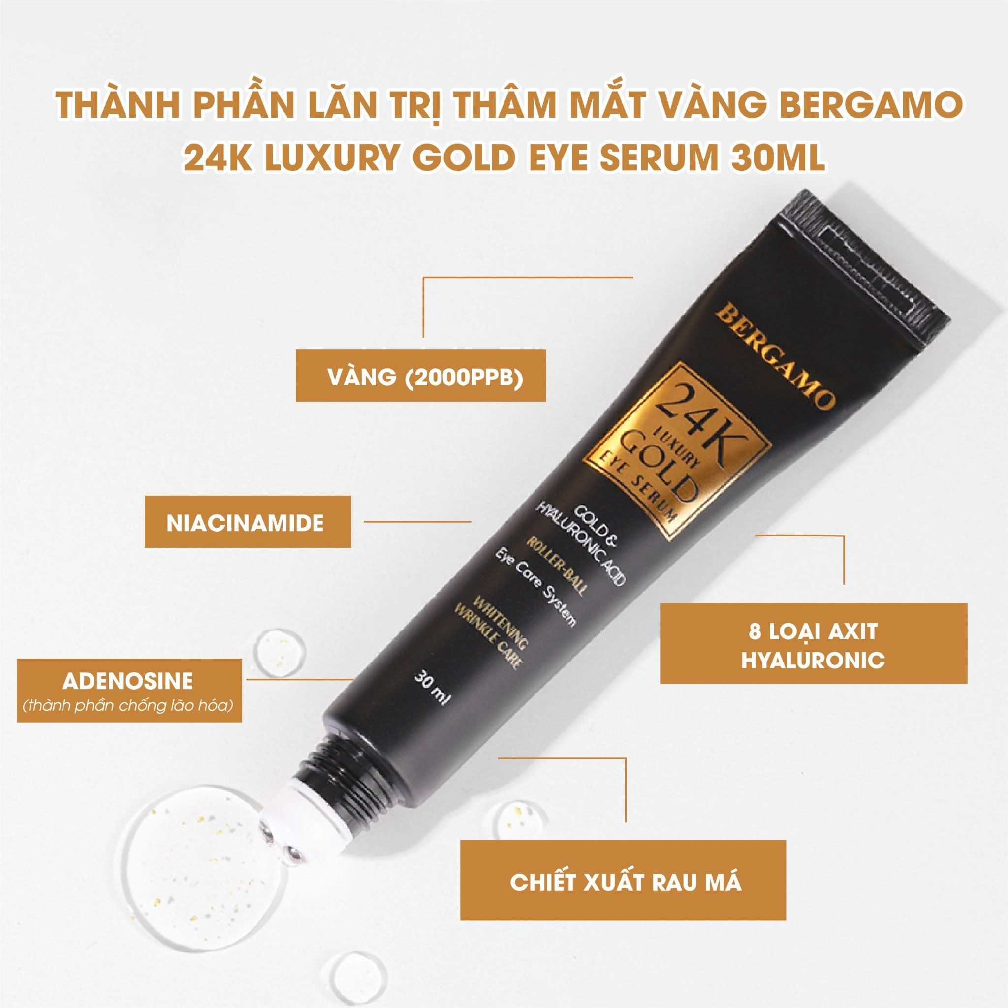 LĂN GIẢM THÂM MẮT VÀNG BERGAMO 24K LUXURY GOLD 30ML