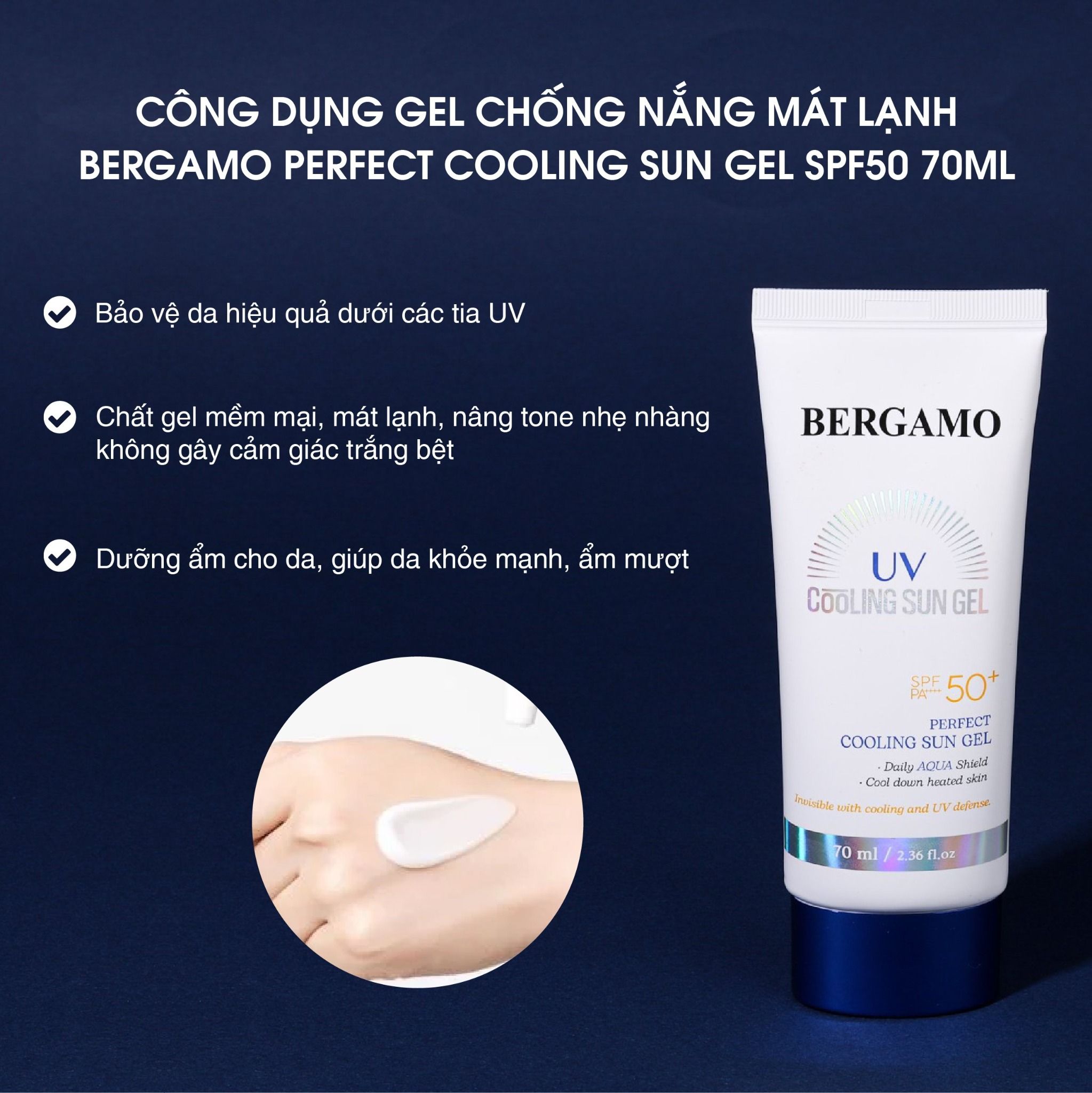 GEL CHỐNG NẮNG MÁT LẠNH BERGAMO PERFECT COOLING SUN GEL SPF50 70ML