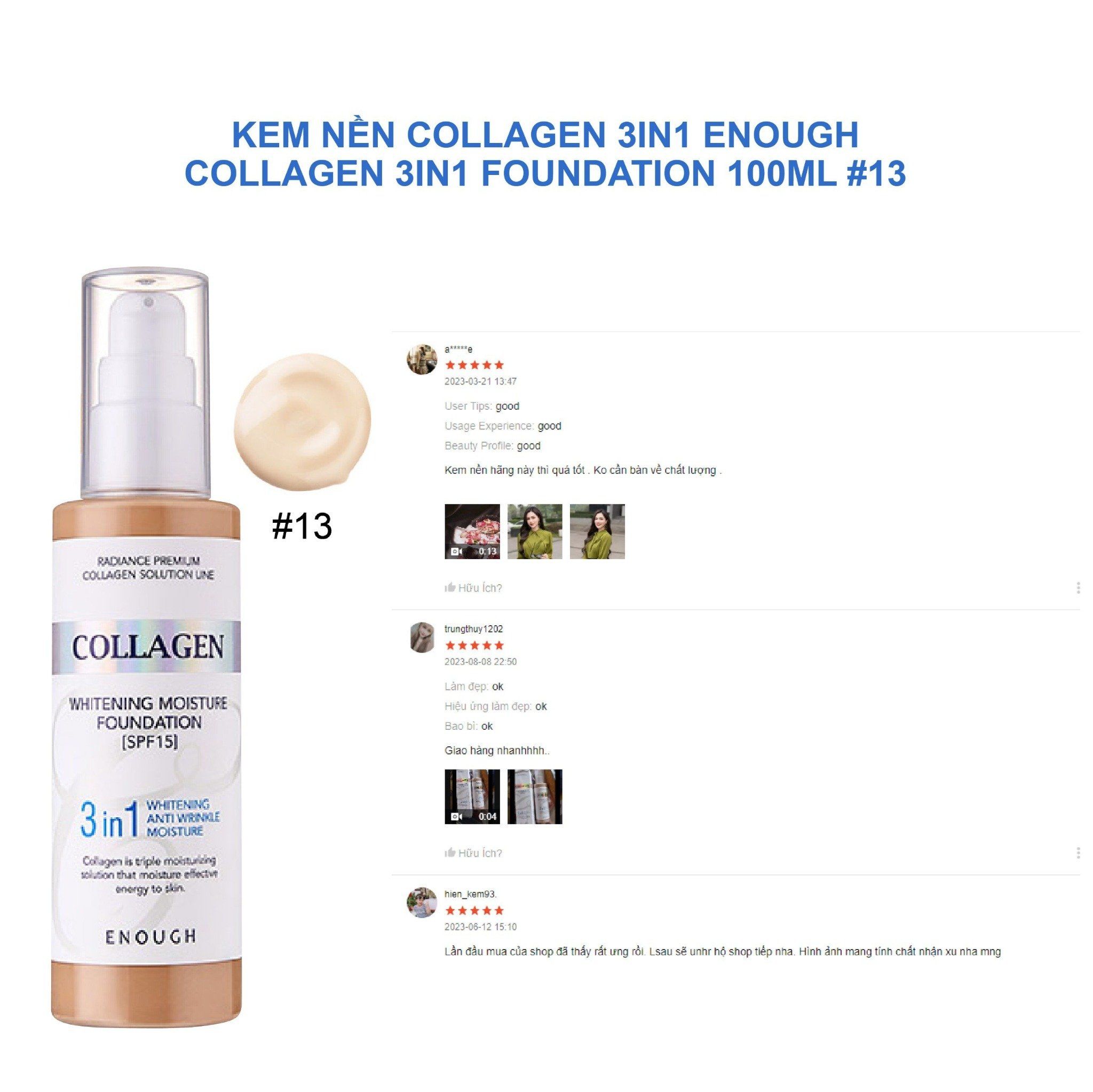 KEM NỀN COLLAGEN 3IN1 ENOUGH COLLAGEN 3IN1 FOUNDATION 100ML