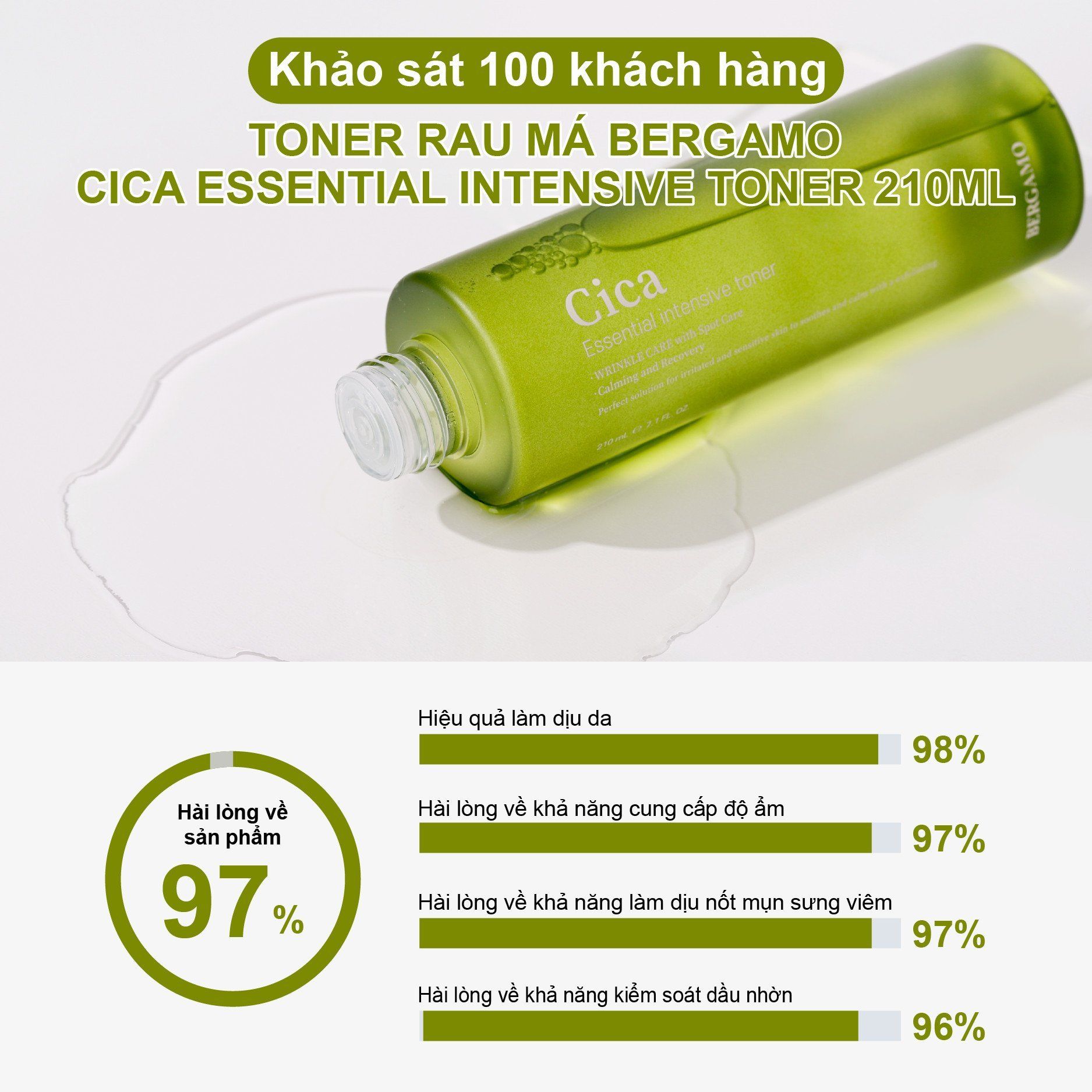 TONER RAU MÁ BERGAMO CICA ESSENTIAL INTENSIVE TONER 210ML