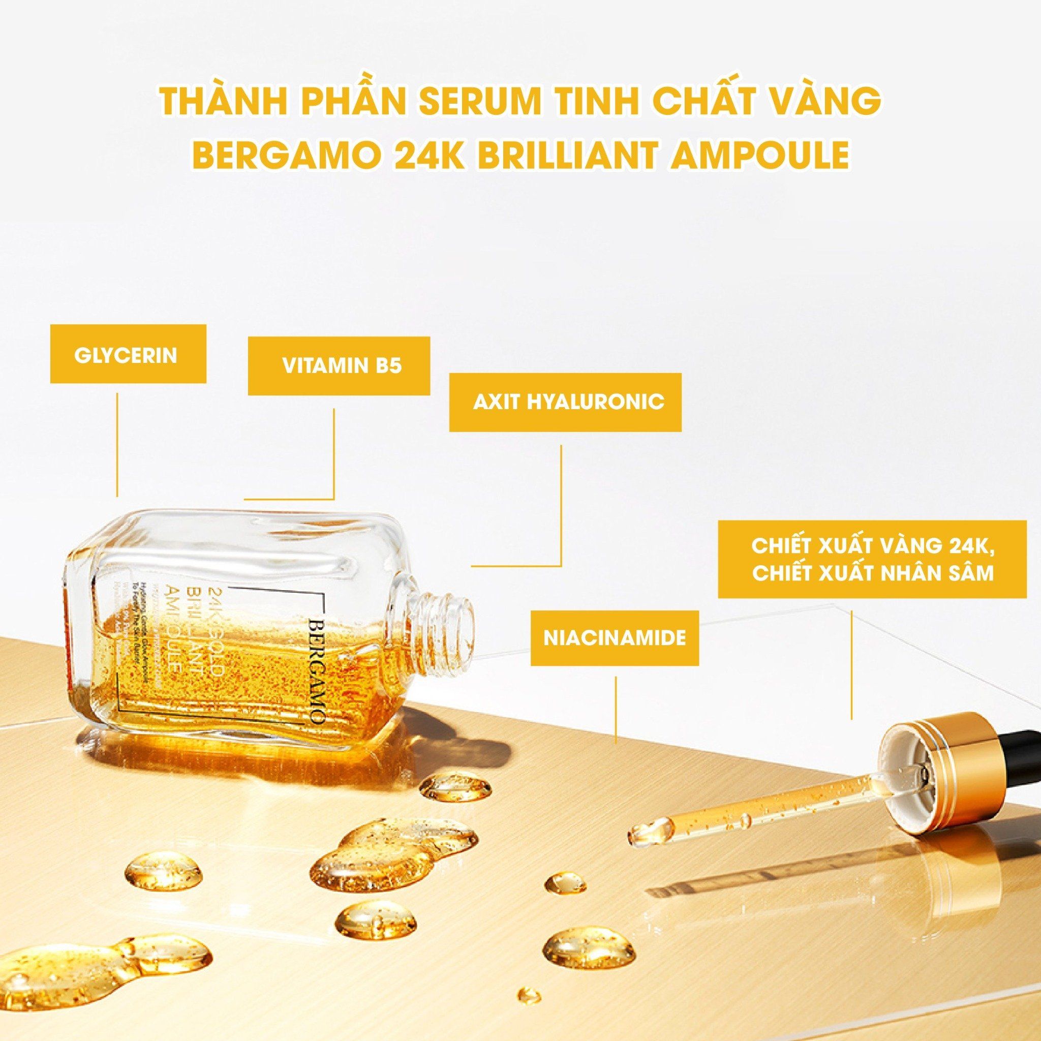 TINH CHẤT VÀNG BERGAMO 24K GOLD BRILLIANT AMPOULE 90ML