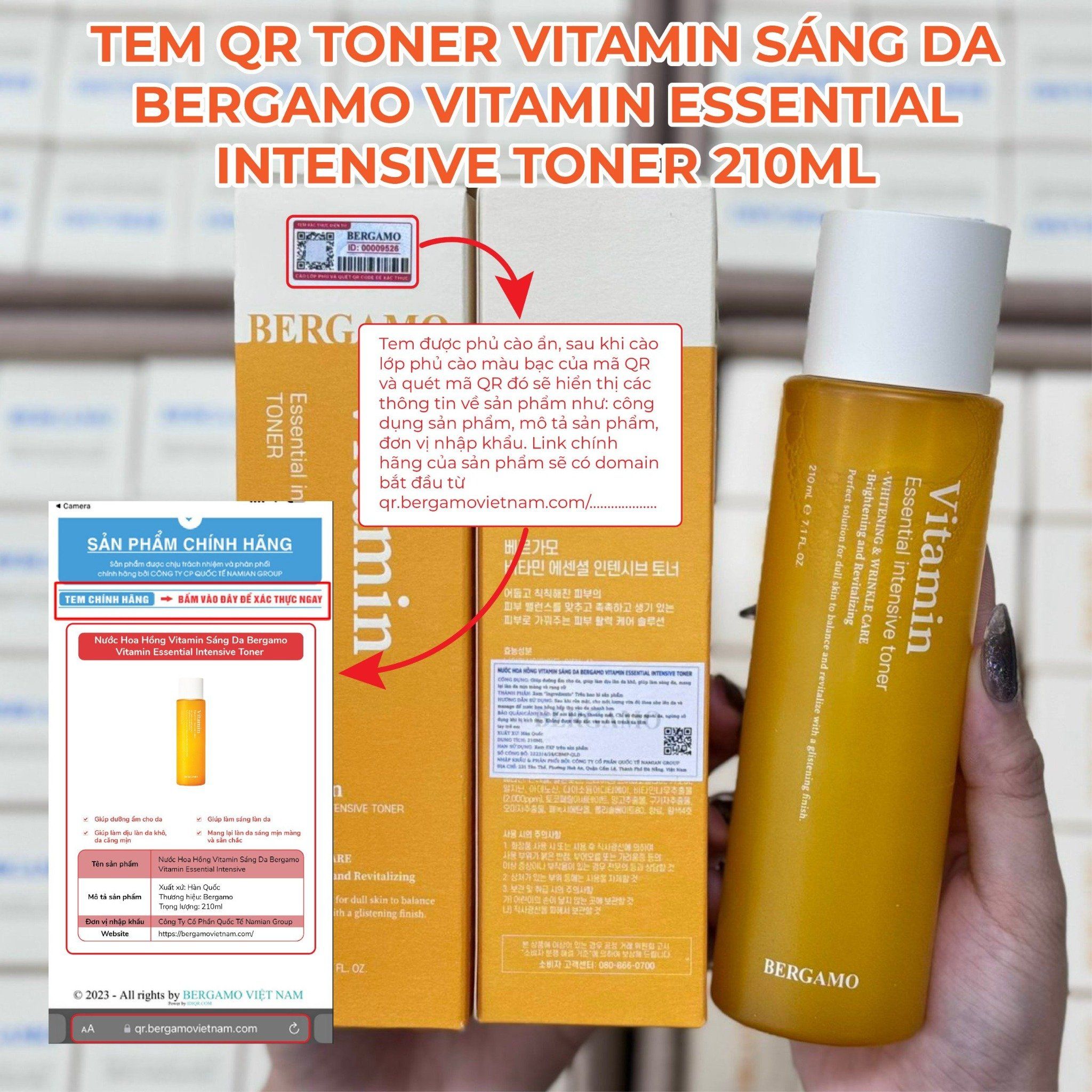 TONER VITAMIN SÁNG DA BERGAMO VITAMIN ESSENTIAL INTENSIVE TONER 210ML