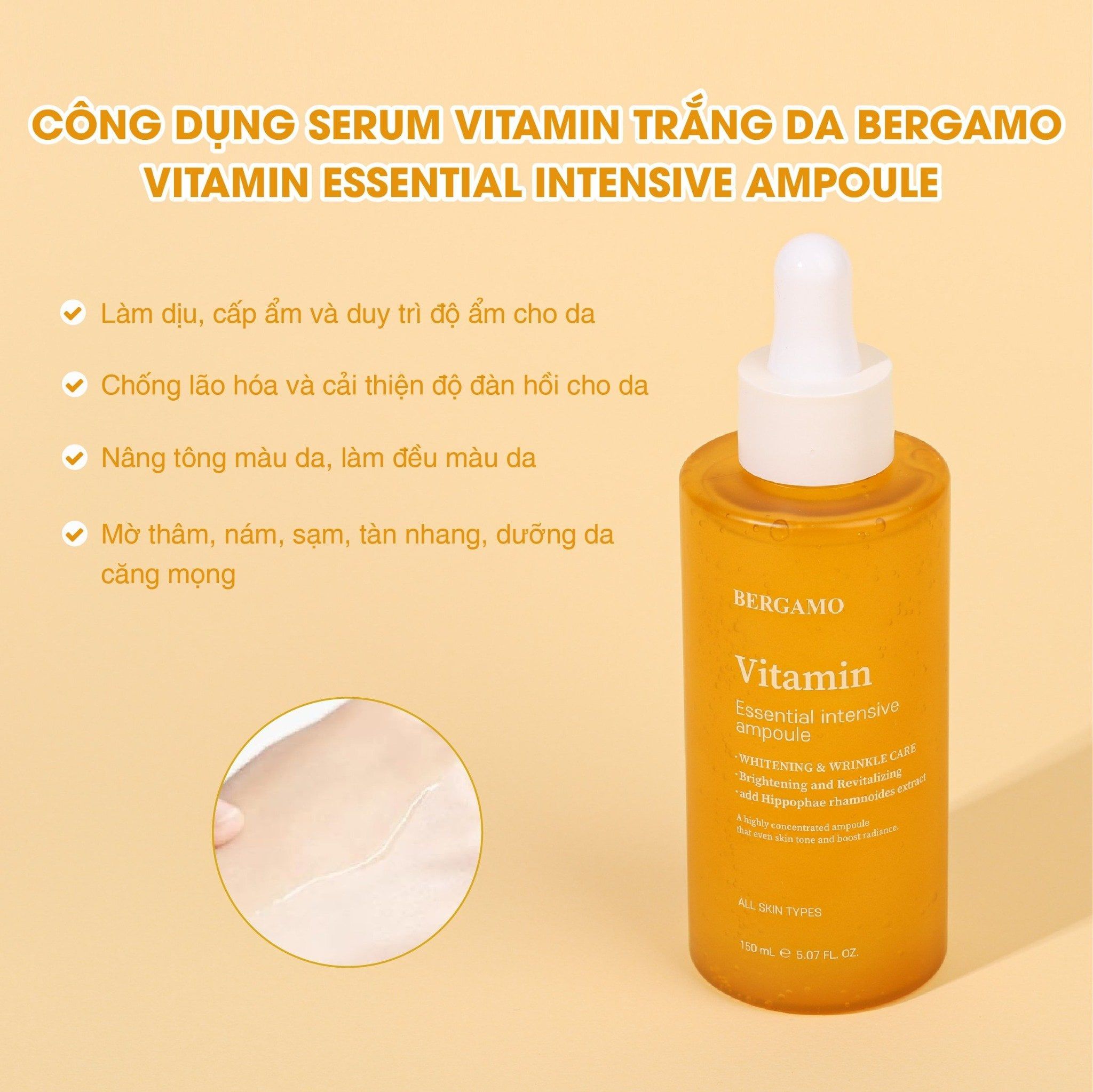 SERUM VITAMIN SÁNG DA BERGAMO VITAMIN ESSENTIAL INTENSIVE AMPOULE 150ML
