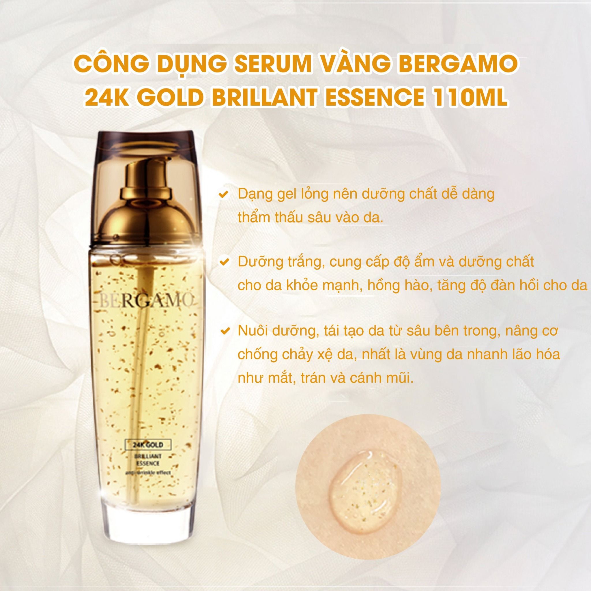 TINH CHẤT VÀNG BERGAMO 24K GOLD BRILLIANT ESSENCE 110ML