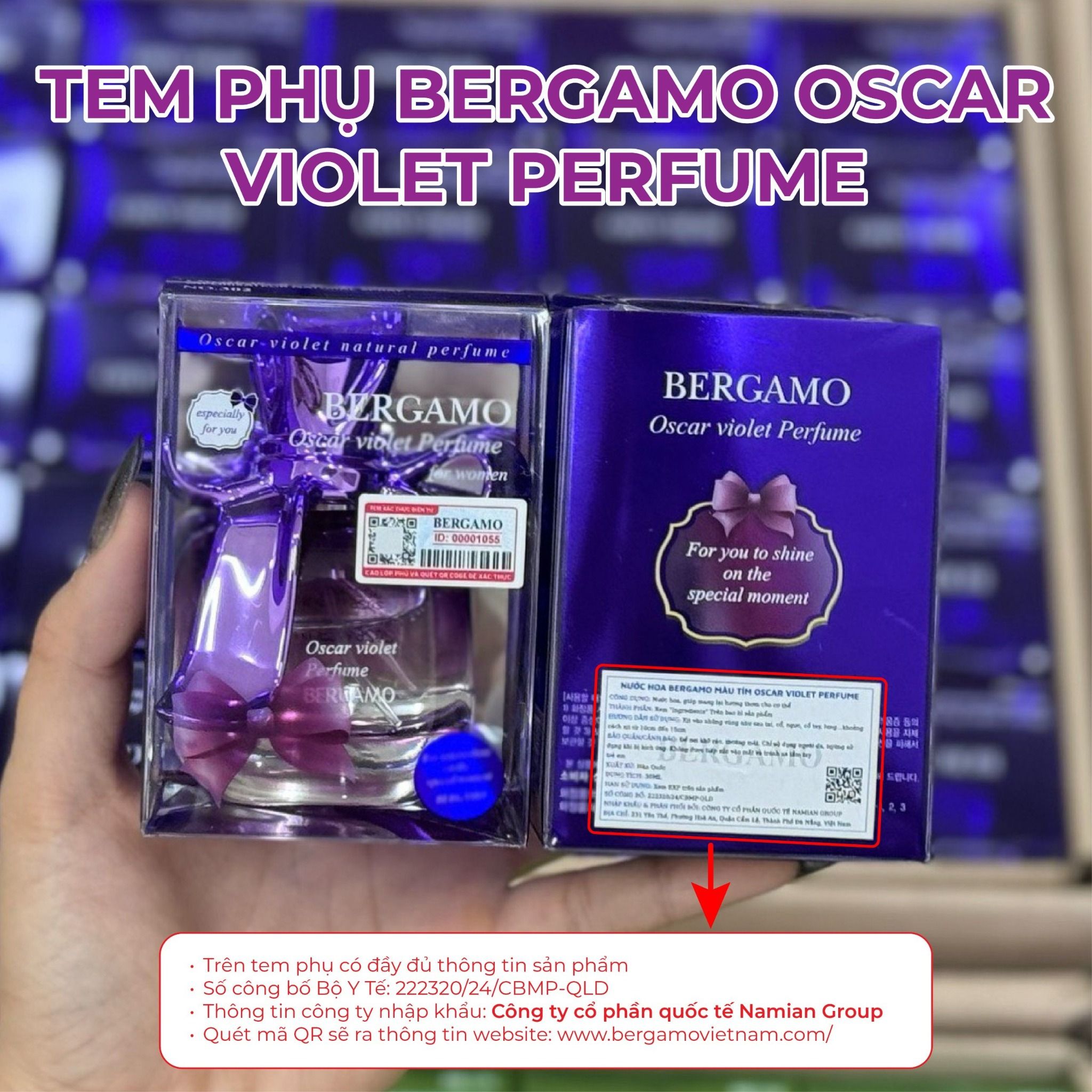 NƯỚC HOA BERGAMO MÀU TÍM OSCAR VIOLET PERFUME 30ML