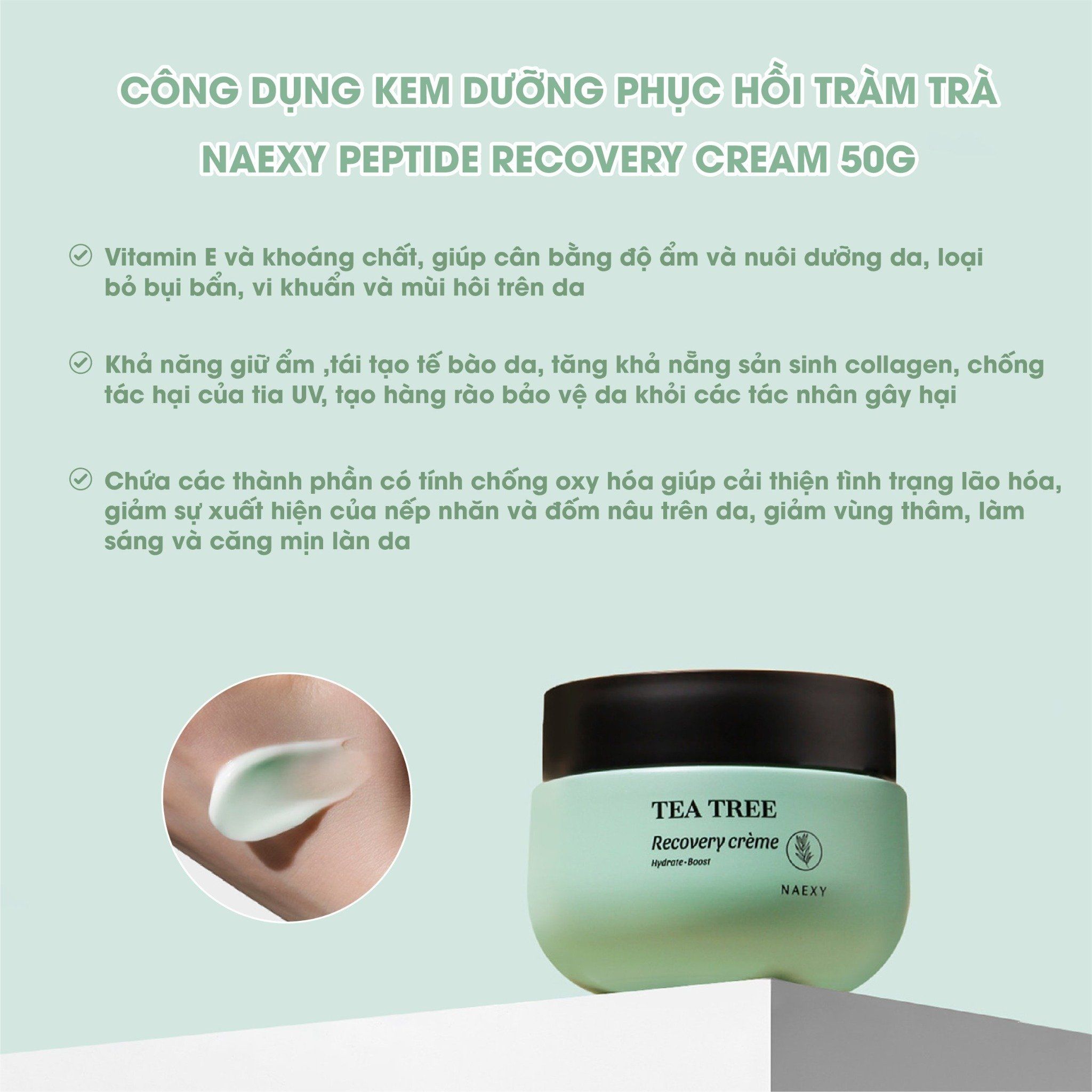 KEM DƯỠNG HỖ TRỢ PHỤC HỒI TRÀM TRÀ NAEXY TEA TREE RECOVERY CREAM 50G