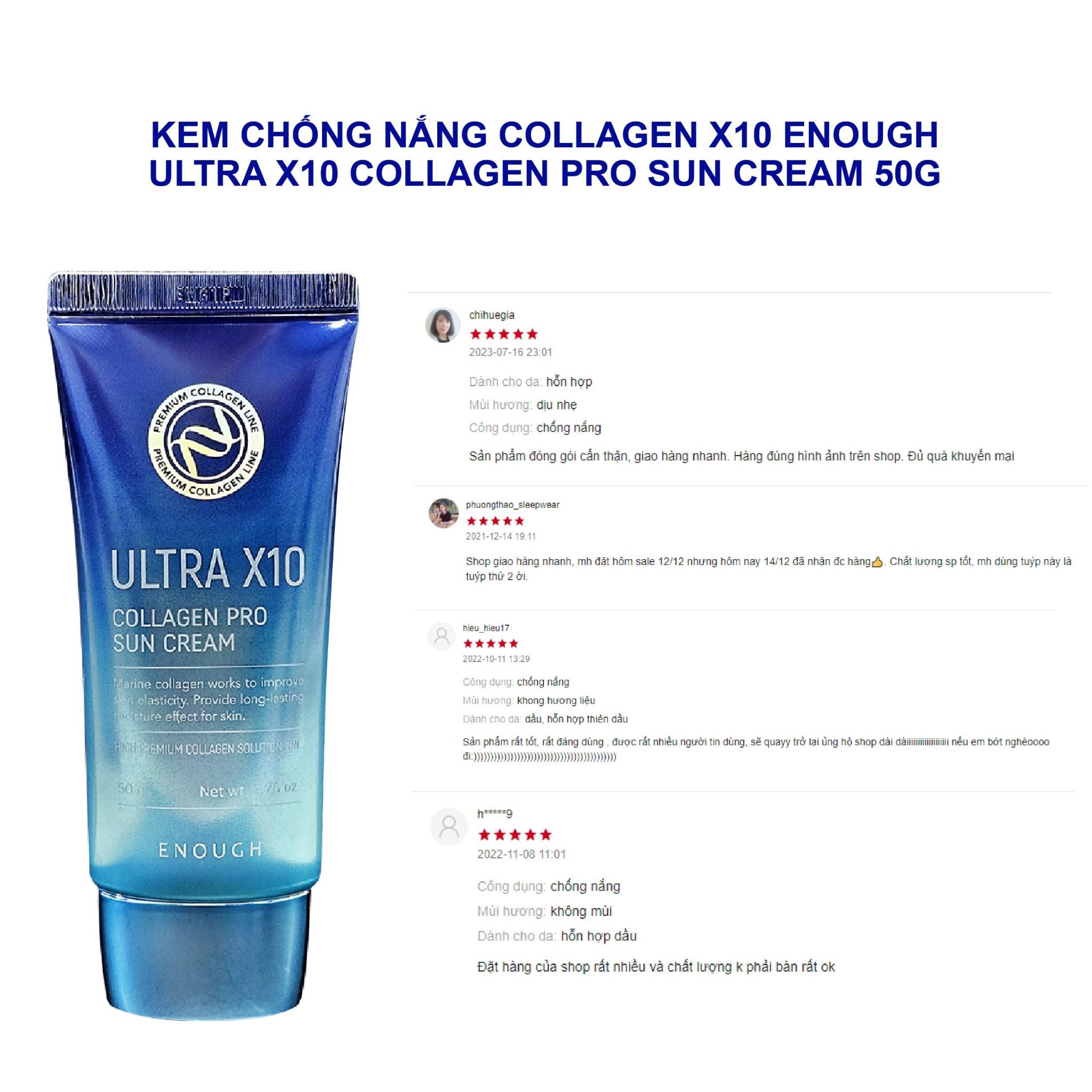 KEM CHỐNG NẮNG COLLAGEN CAO CẤP ENOUGH PREMIUM ULTRA X10 COLLAGEN SUN CREAM 50G