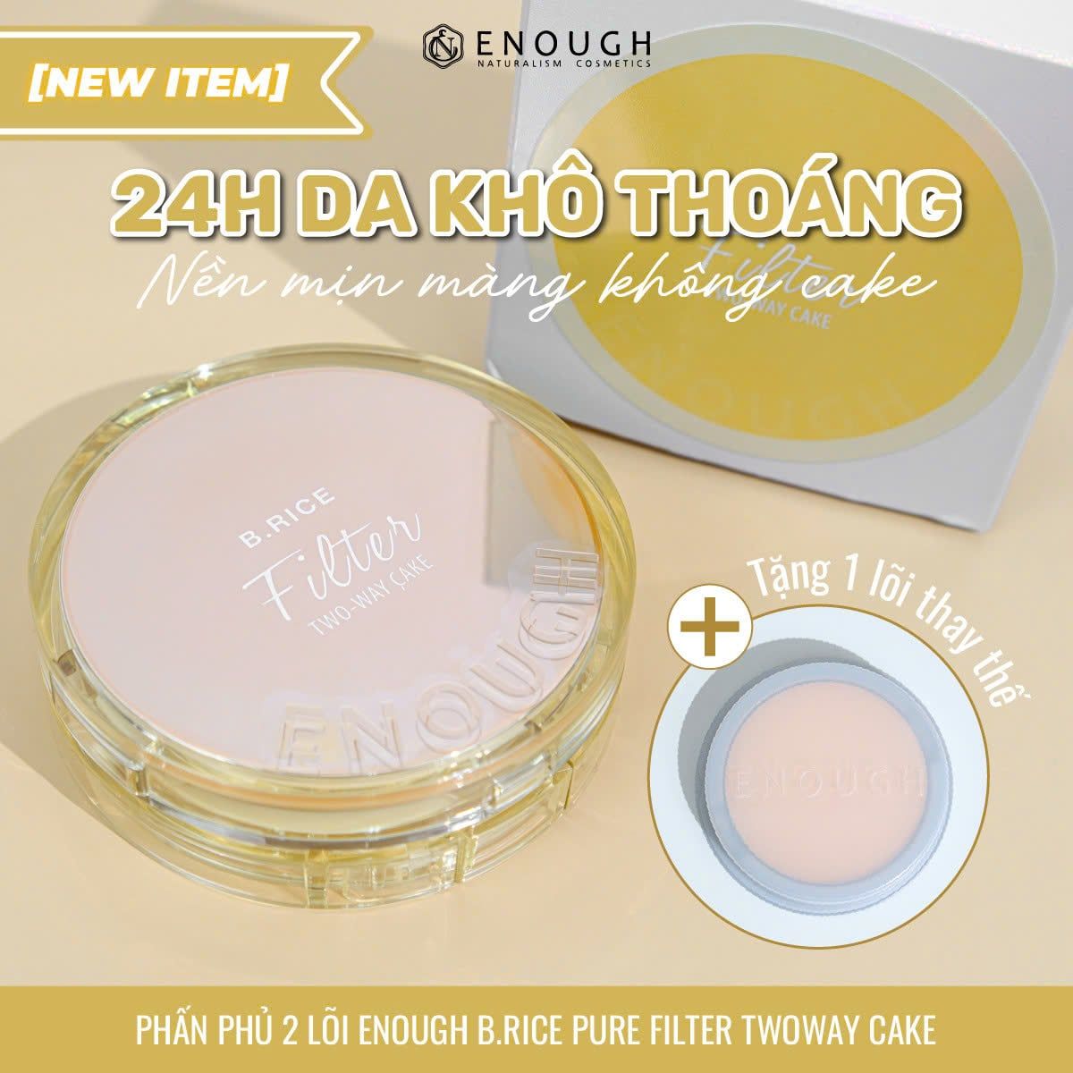 PHẤN PHỦ 2 LÕI ENOUGH B.RICE PURE FILTER TWOWAY CAKE 12G+12G
