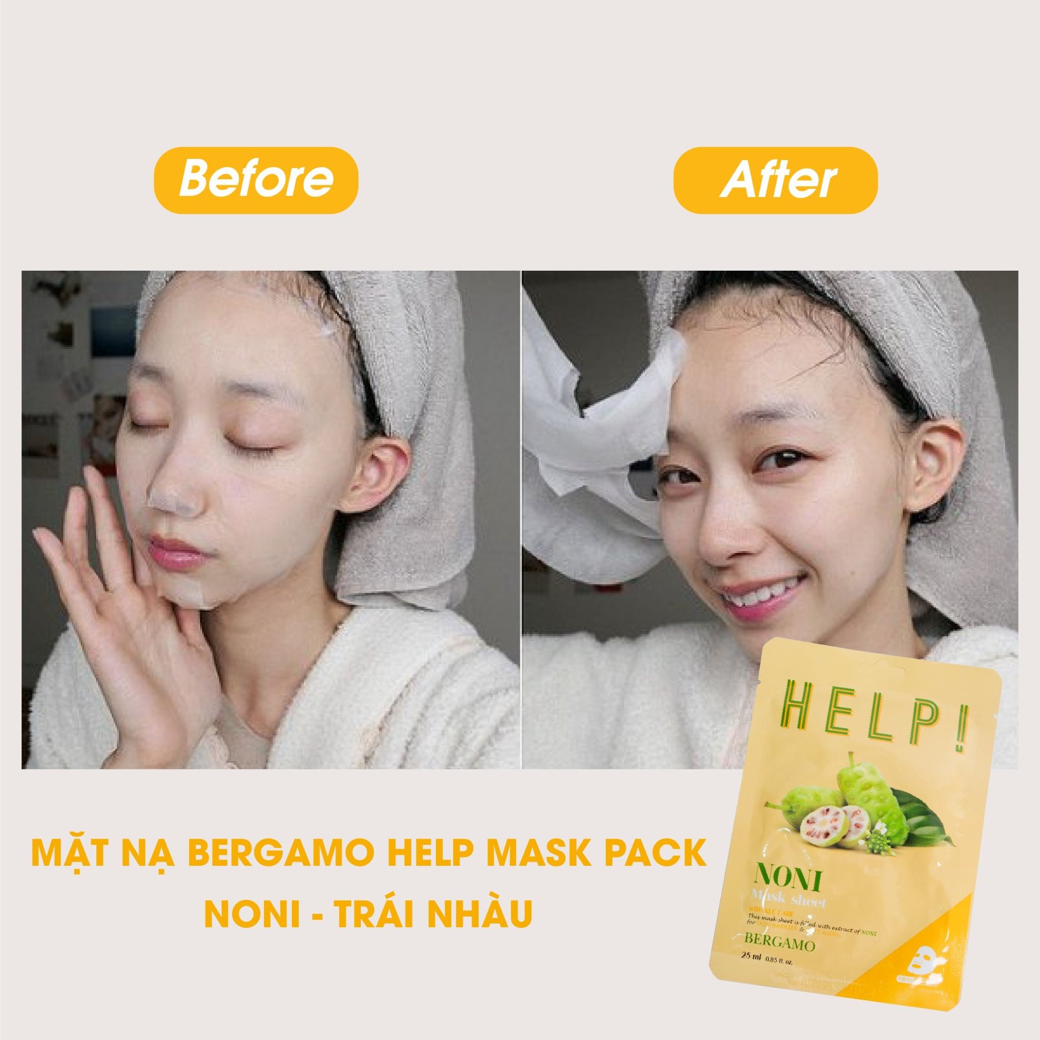 MẶT NẠ BERGAMO HELP MASK PACK NONI - TRÁI NHÀU
