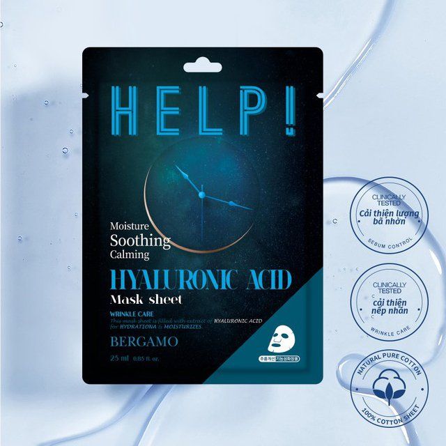 MẶT NẠ BERGAMO HELP MASK PACK HYALURONIC ACID - CẤP NƯỚC