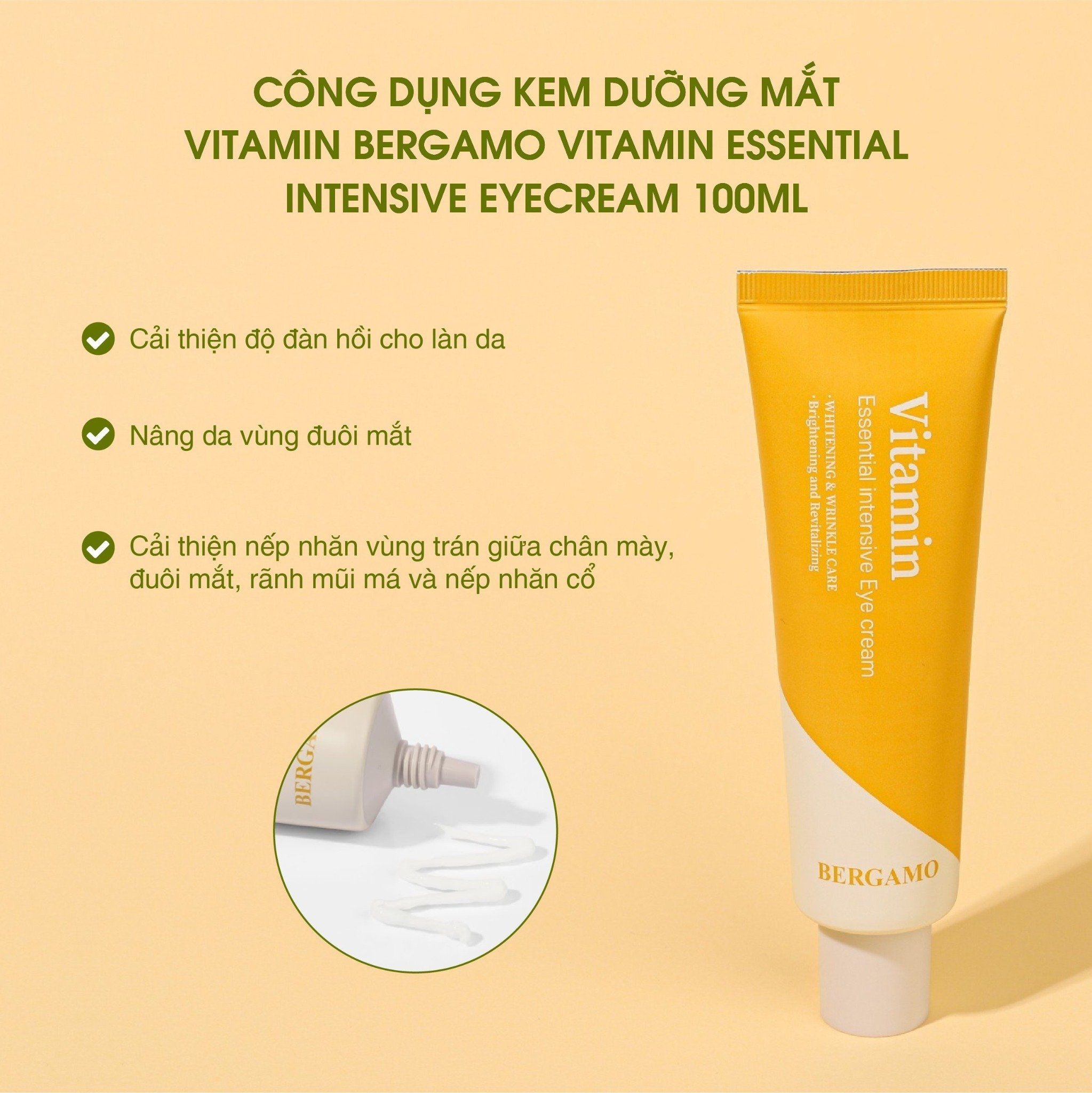KEM DƯỠNG MẮT VITAMIN BERGAMO VITAMIN ESSENTIAL INTENSIVE EYECREAM 100G