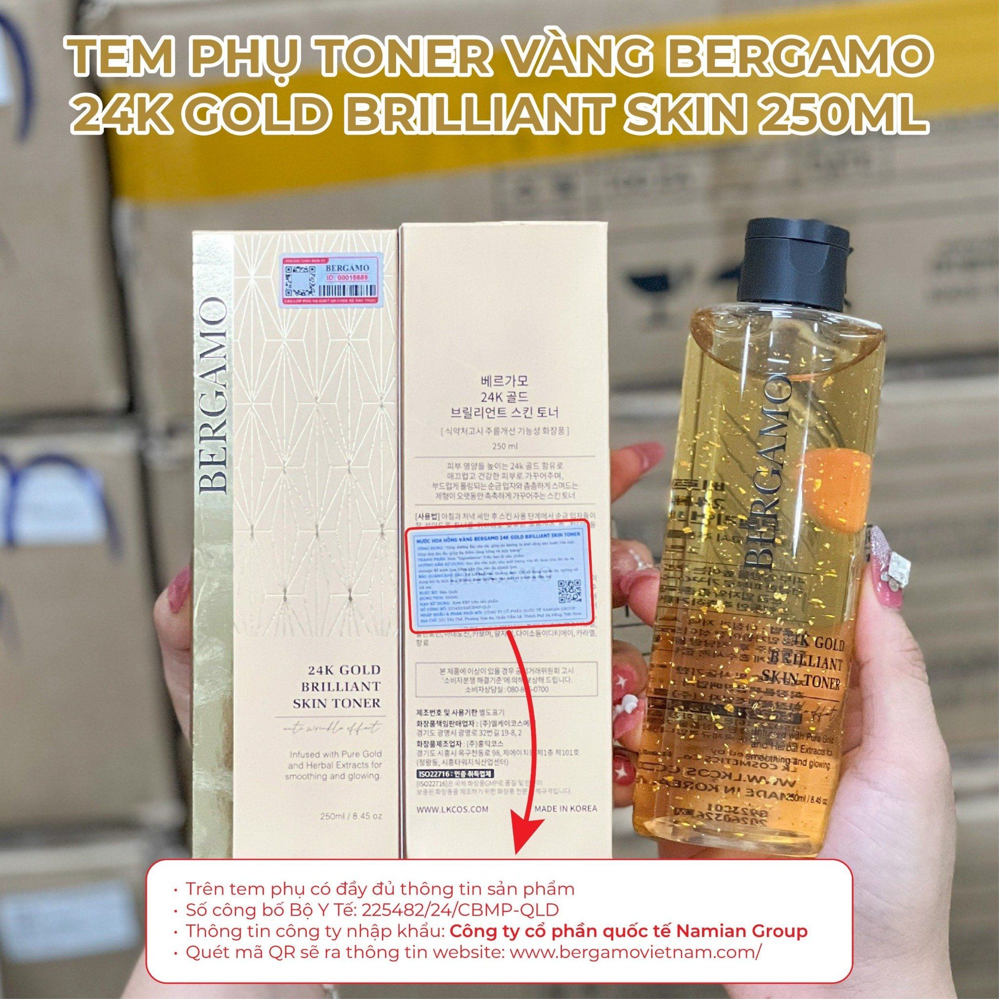 TONER VÀNG BERGAMO 24K GOLD BRILLIANT SKIN 250ML