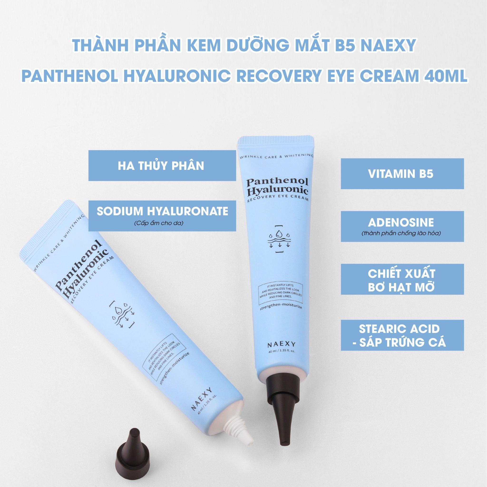 KEM DƯỠNG MẮT B5 NAEXY PANTHENOL HYALURONIC RECOVERY EYE CREAM 40ML