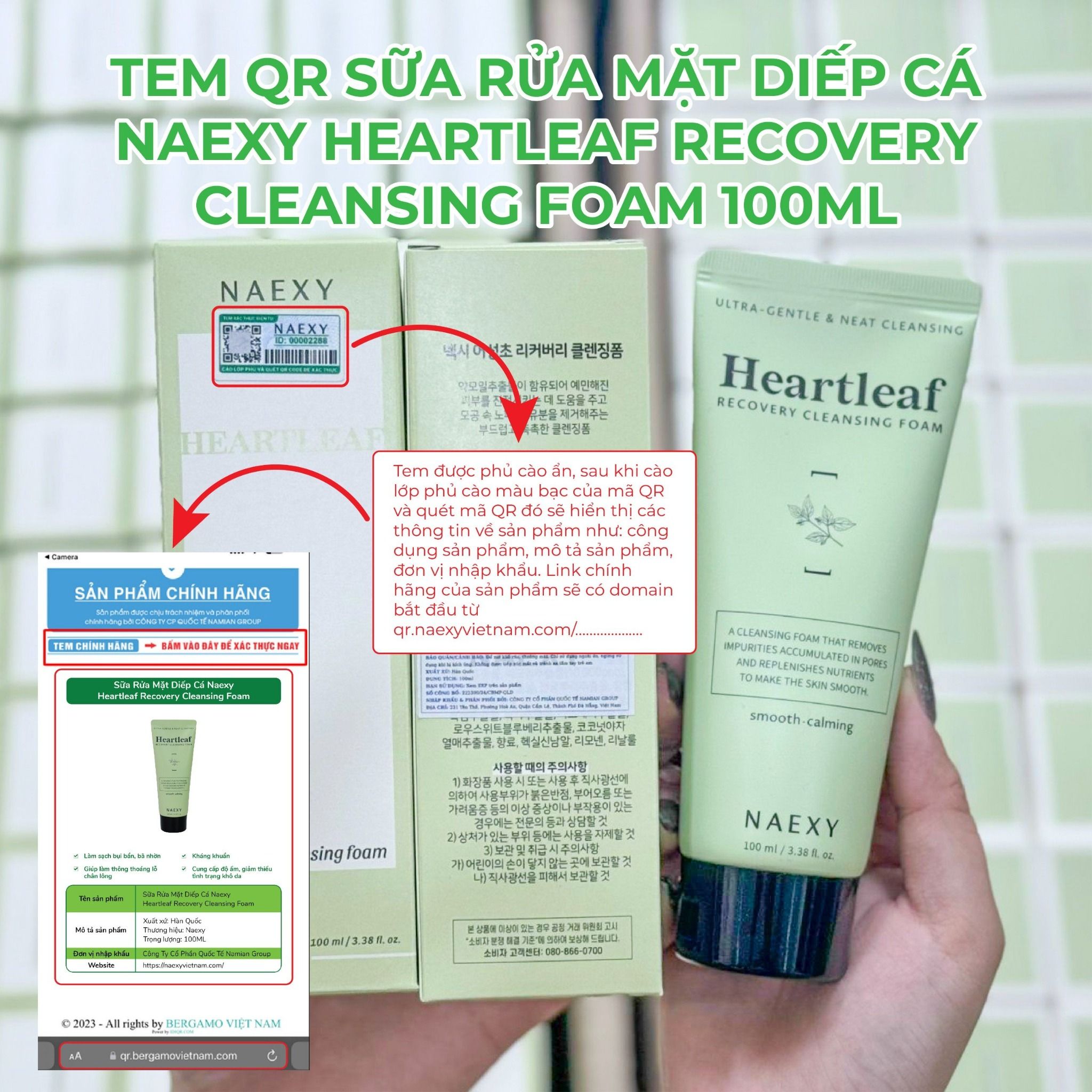SỮA RỬA MẶT DIẾP CÁ NAEXY HEARTLEAF RECOVERY CLEANSING FOAM 100ML