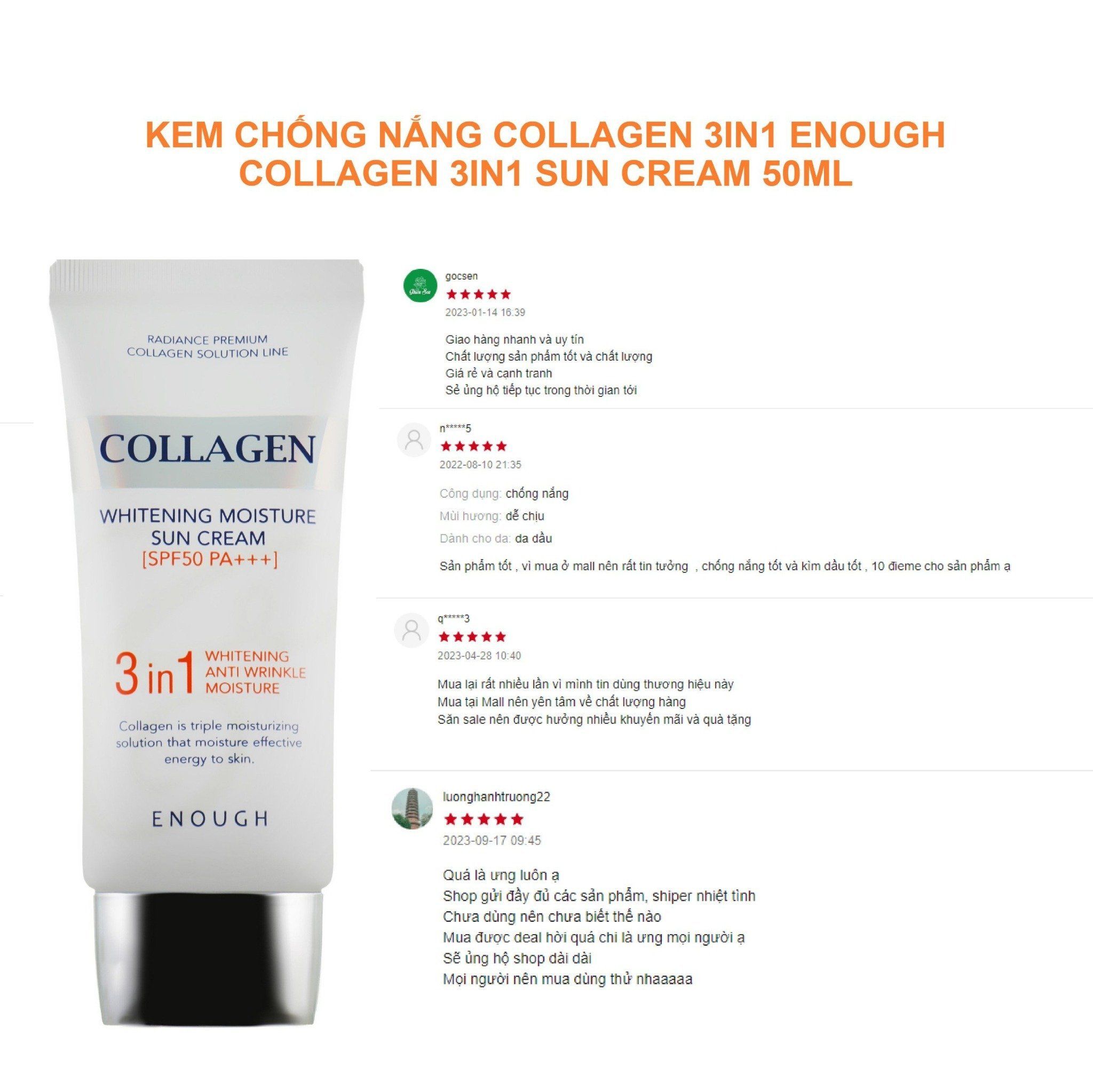 KEM CHỐNG NẮNG COLLAGEN 3IN1 ENOUGH COLLAGEN MOISTURE SUN CREAM 50ML