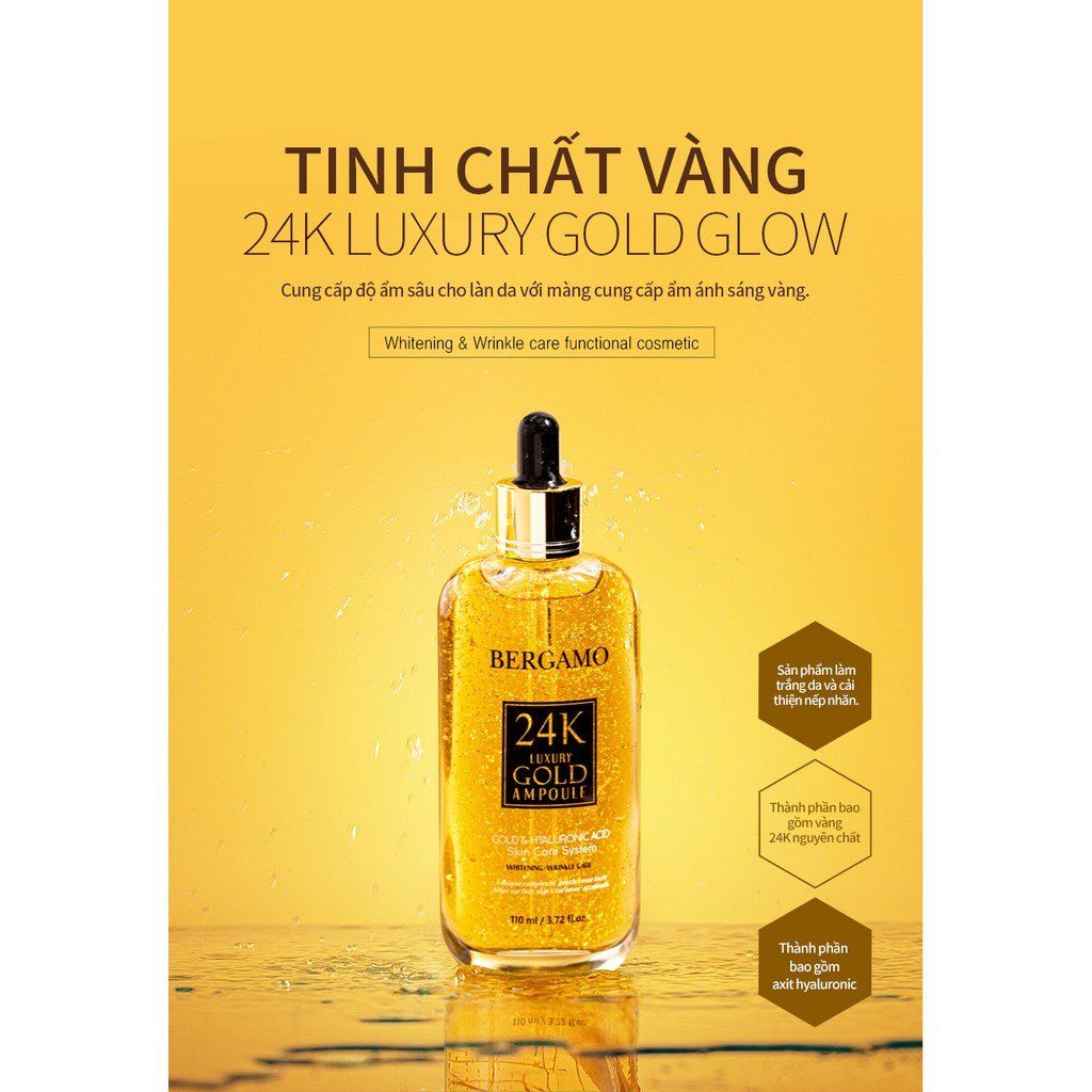 TINH CHẤT VÀNG BERGAMO 24K LUXURY GOLD AMPOULE 110ML