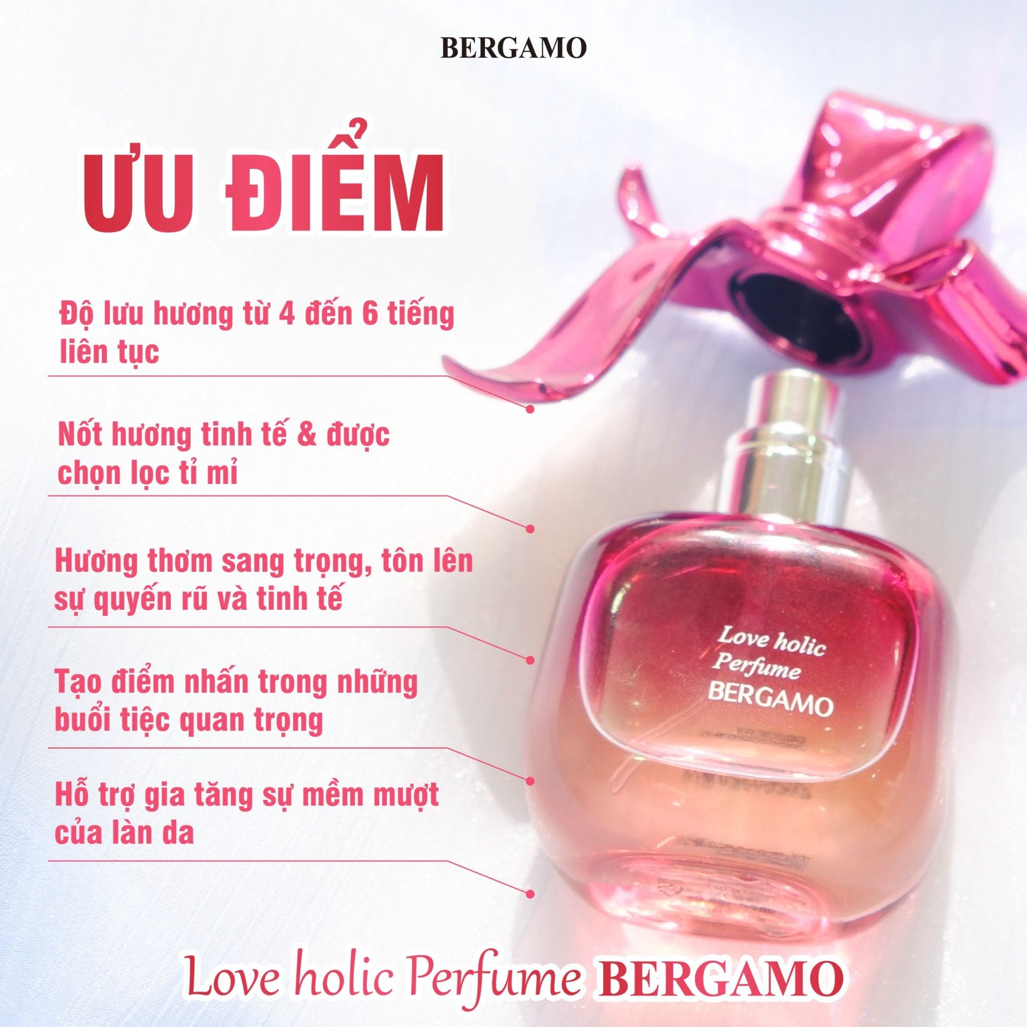 NƯỚC HOA BERGAMO MÀU HỒNG BERGAMO LOVE HOLIC PERFUME 30ML