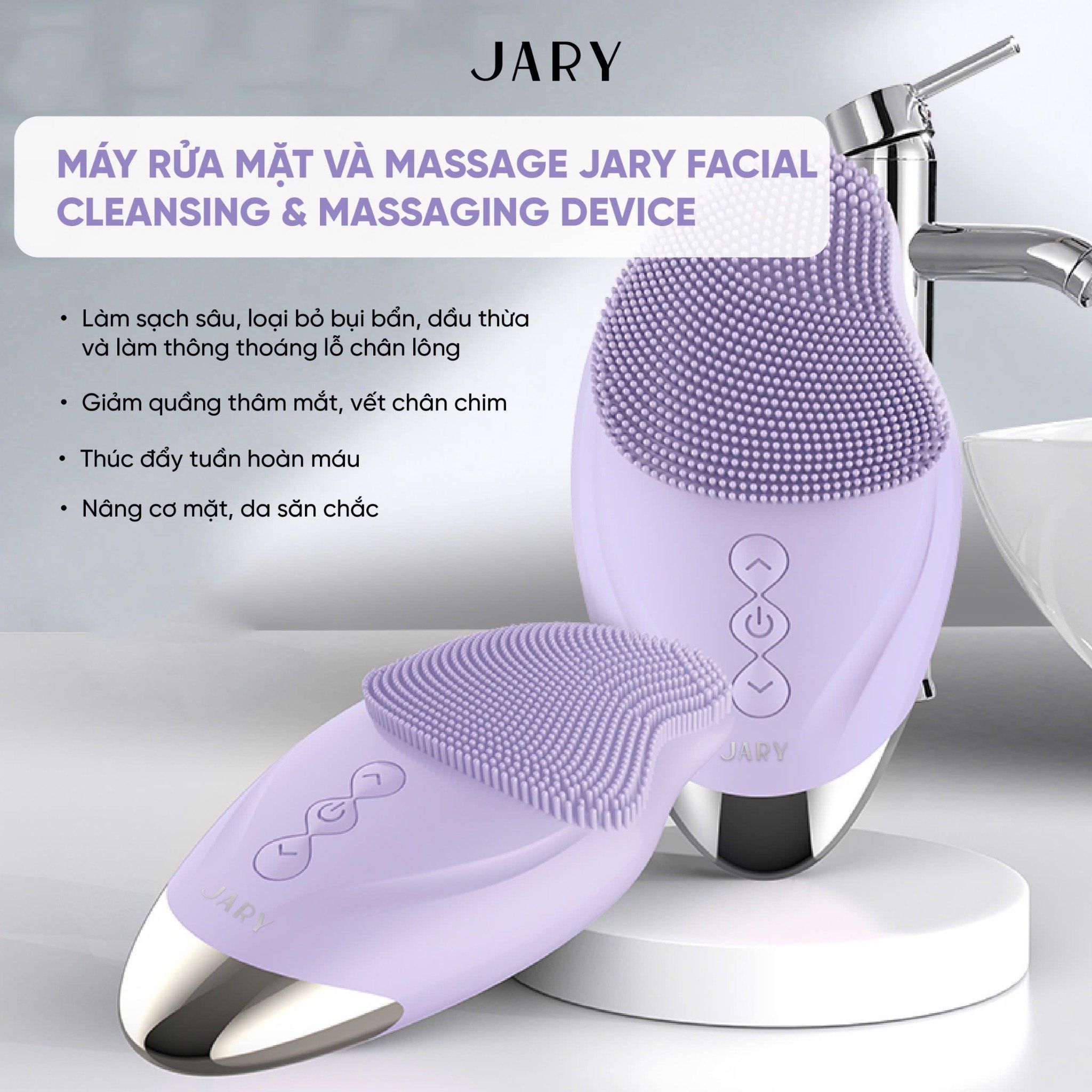 MÁY RỬA MẶT JARY FACIAL CLEANSING & MASSAGING DEVICE - MÀU TÍM