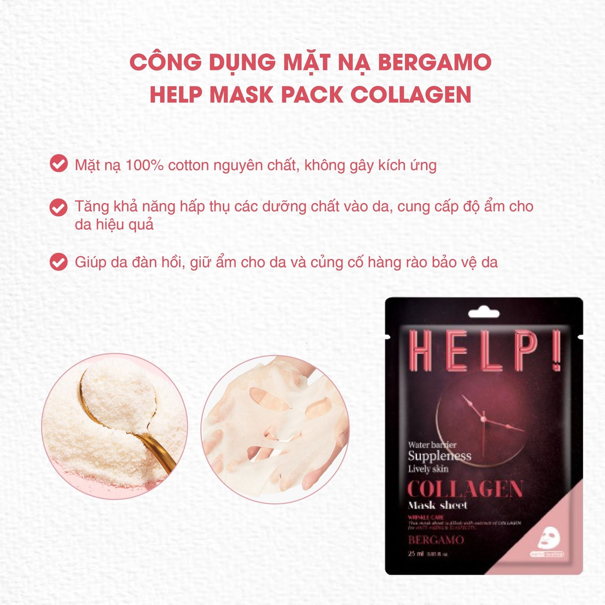 MẶT NẠ BERGAMO HELP MASK PACK COLLAGEN