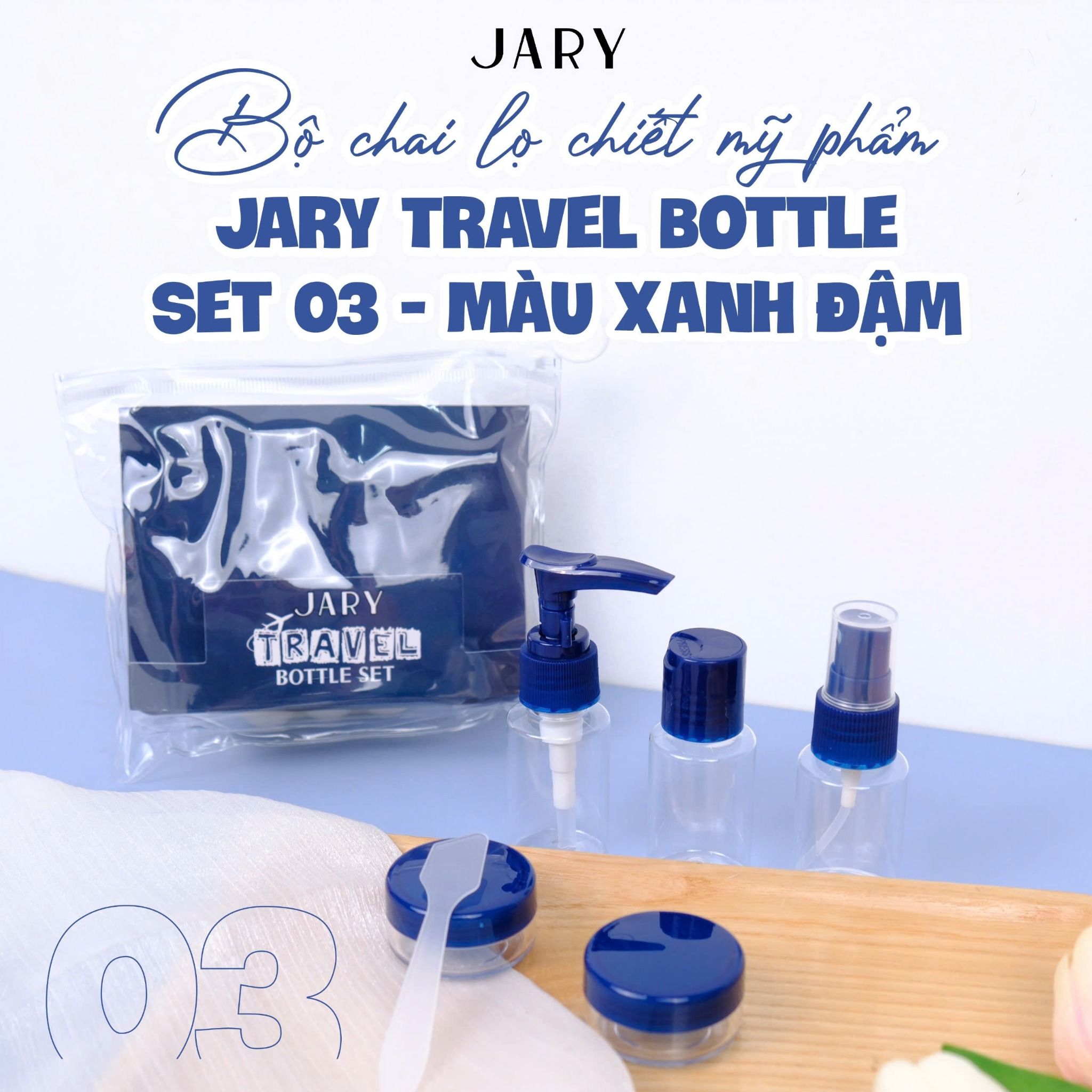 BỘ CHAI LỌ CHIẾT MỸ PHẨM JARY TRAVEL BOTTLE SET - 03 - MÀU XANH ĐẬM