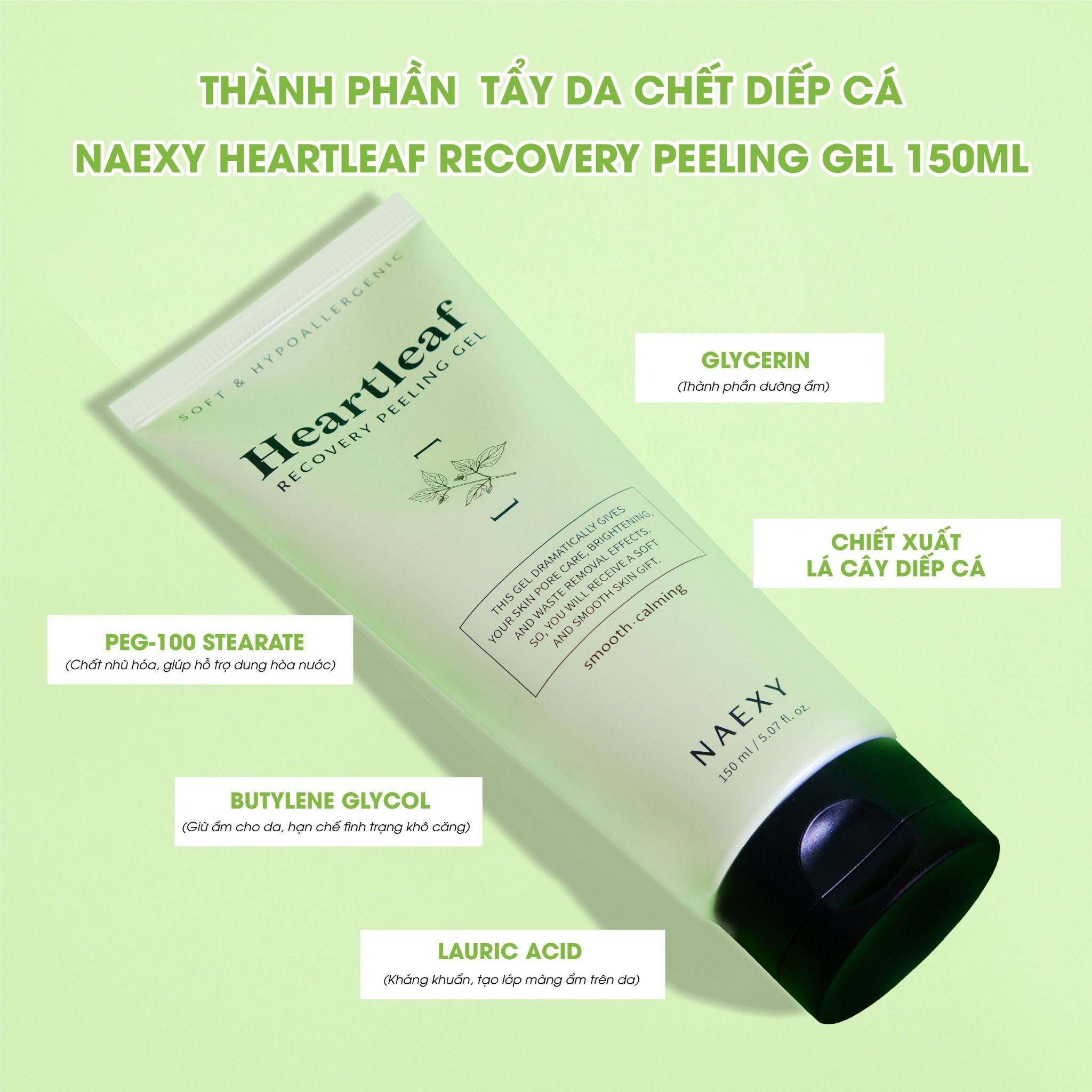 TẨY DA CHẾT DIẾP CÁ NAEXY HEARTLEAF RECOVERY PEELING GEL 150ML