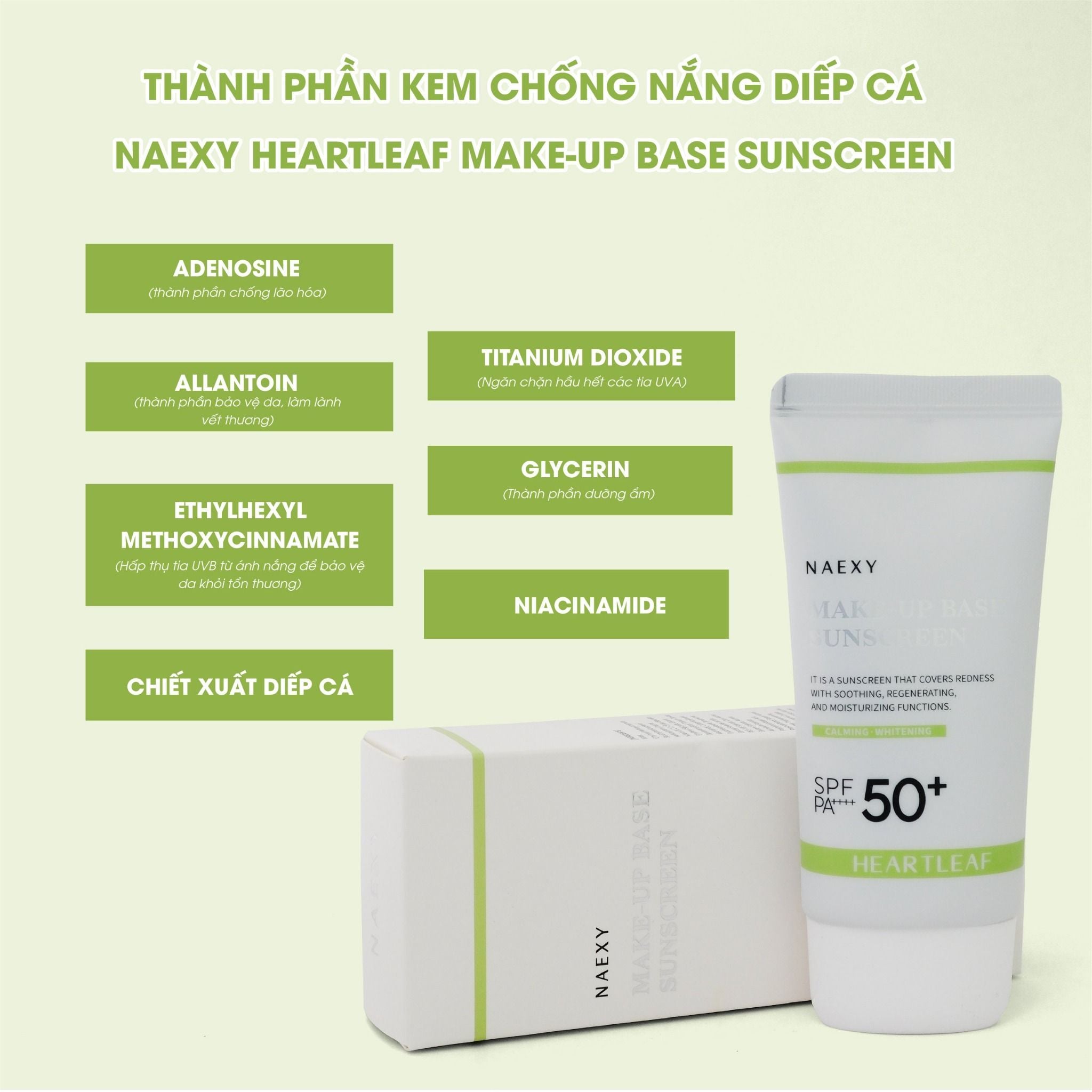 KEM CHỐNG NẮNG DIẾP CÁ NAEXY HEARTLEAF MAKE-UP BASE SUNSCREEN 70ML