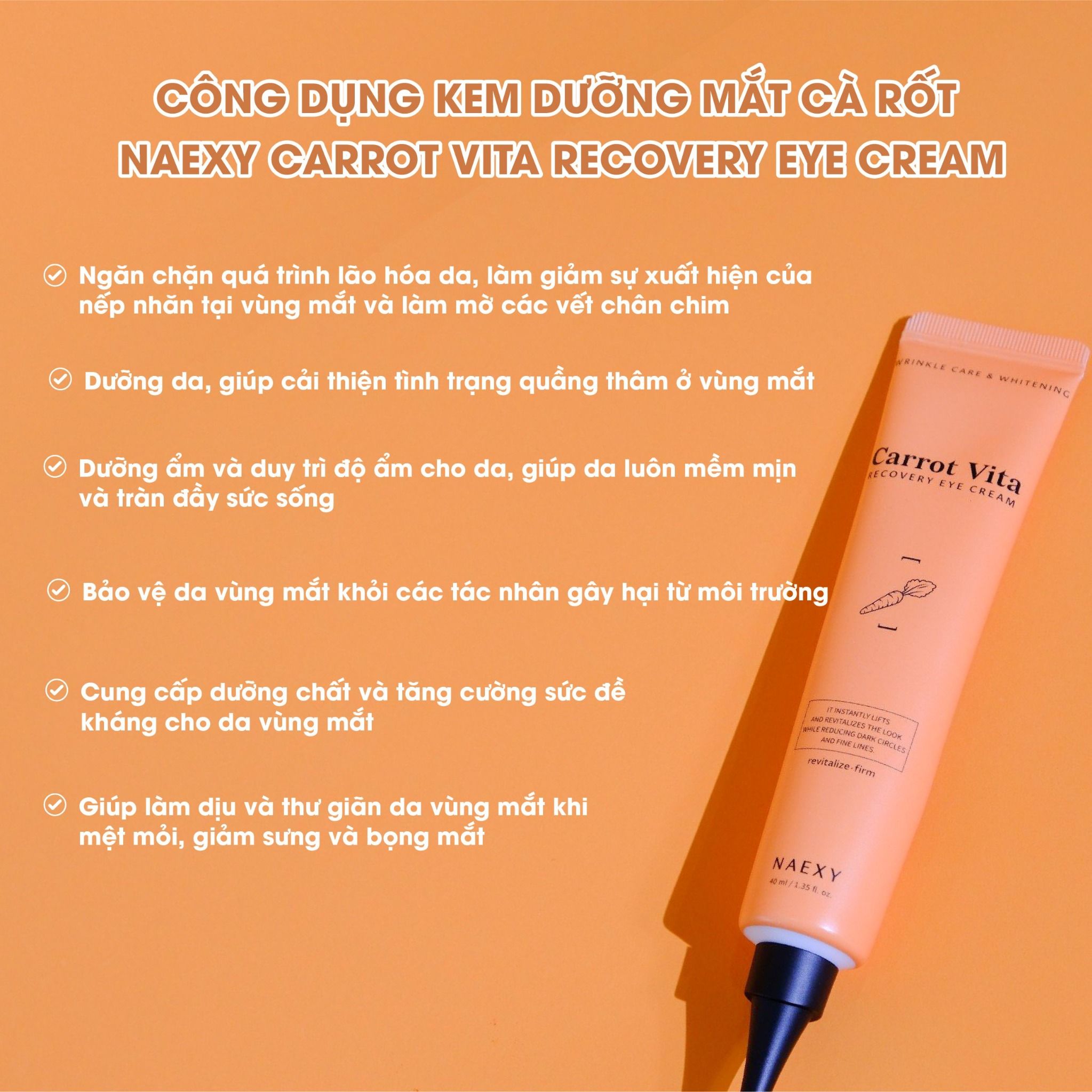 KEM DƯỠNG MẮT CÀ RỐT NAEXY CARROT VITA RECOVERY EYE CREAM 40ML