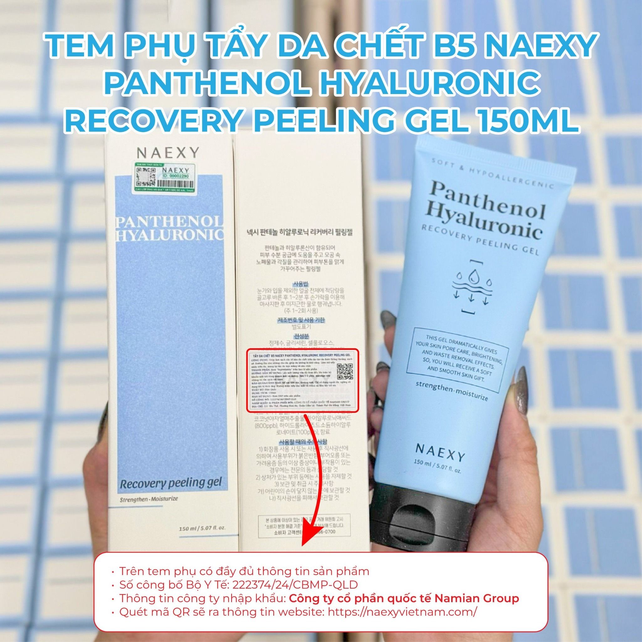 TẨY DA CHẾT B5 NAEXY PANTHENOL HYALURONIC RECOVERY PEELING GEL 150ML