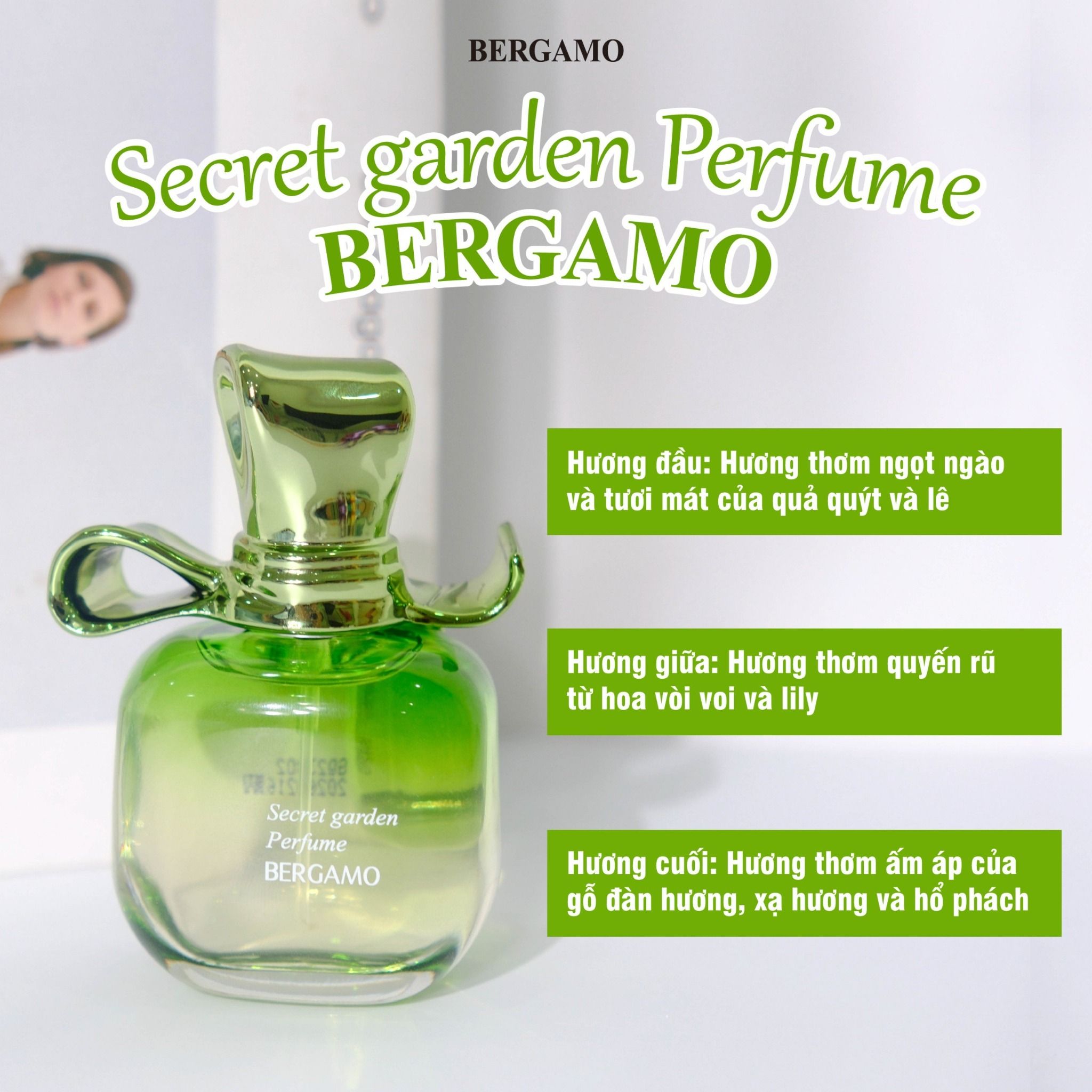 NƯỚC HOA BERGAMO MÀU XANH LÁ BERGAMO SECRET GARDEN PERFUME 30ML