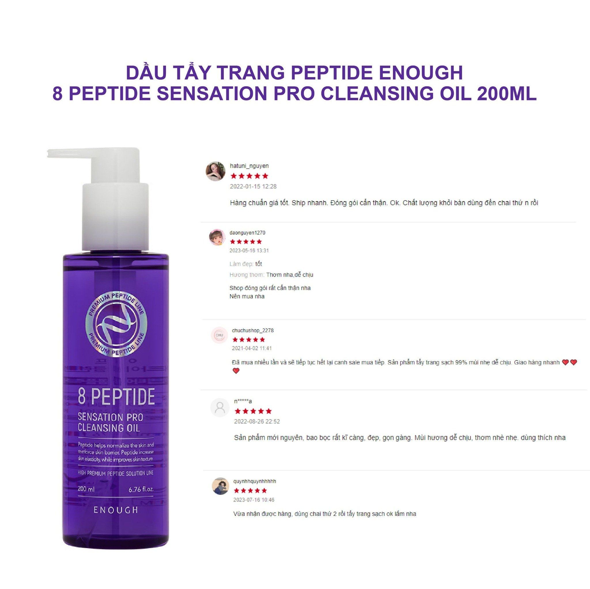 DẦU TẨY TRANG PEPTIDE CAO CẤP ENOUGH 8 PEPTIDE SENSATION PRO CLEANSING OIL 200ML