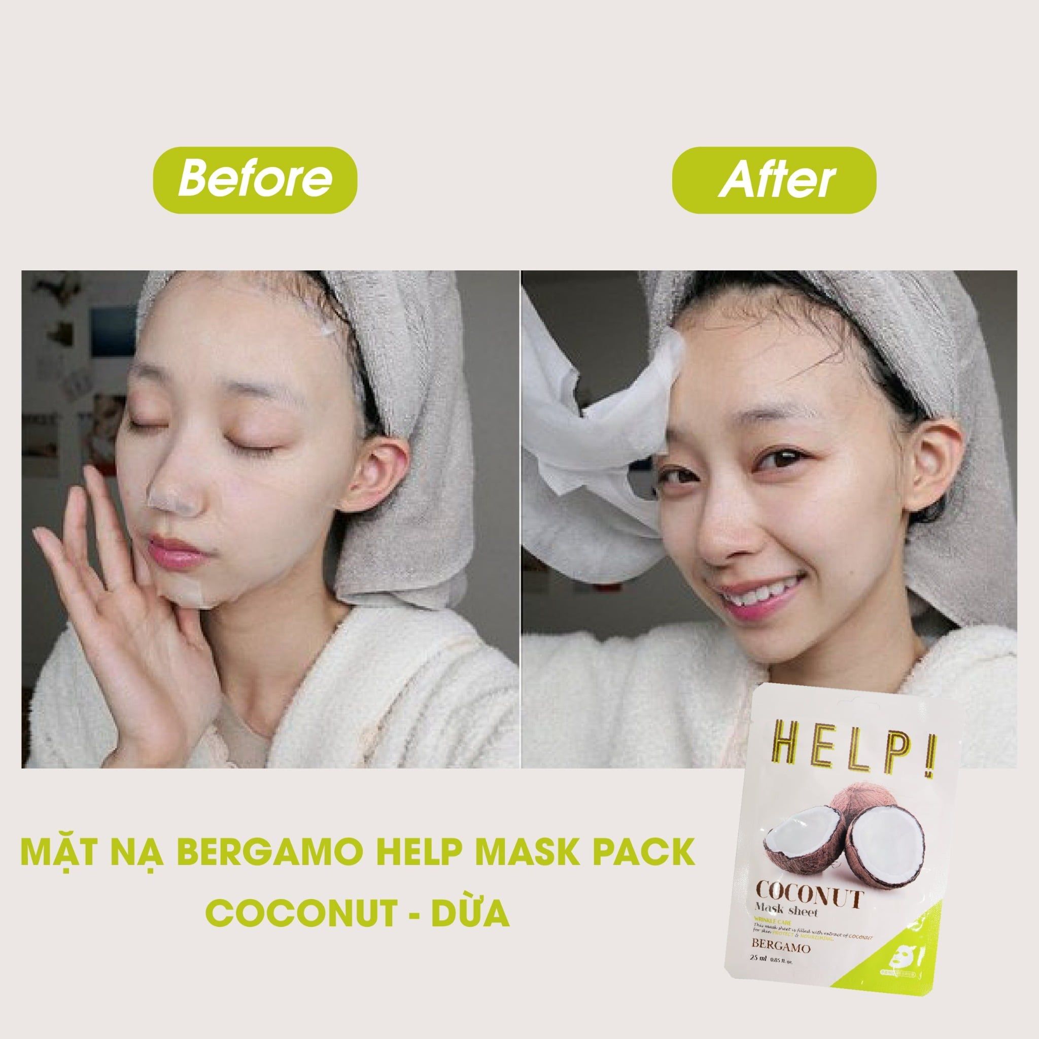 MẶT NẠ BERGAMO HELP MASK PACK COCONUT - DỪA