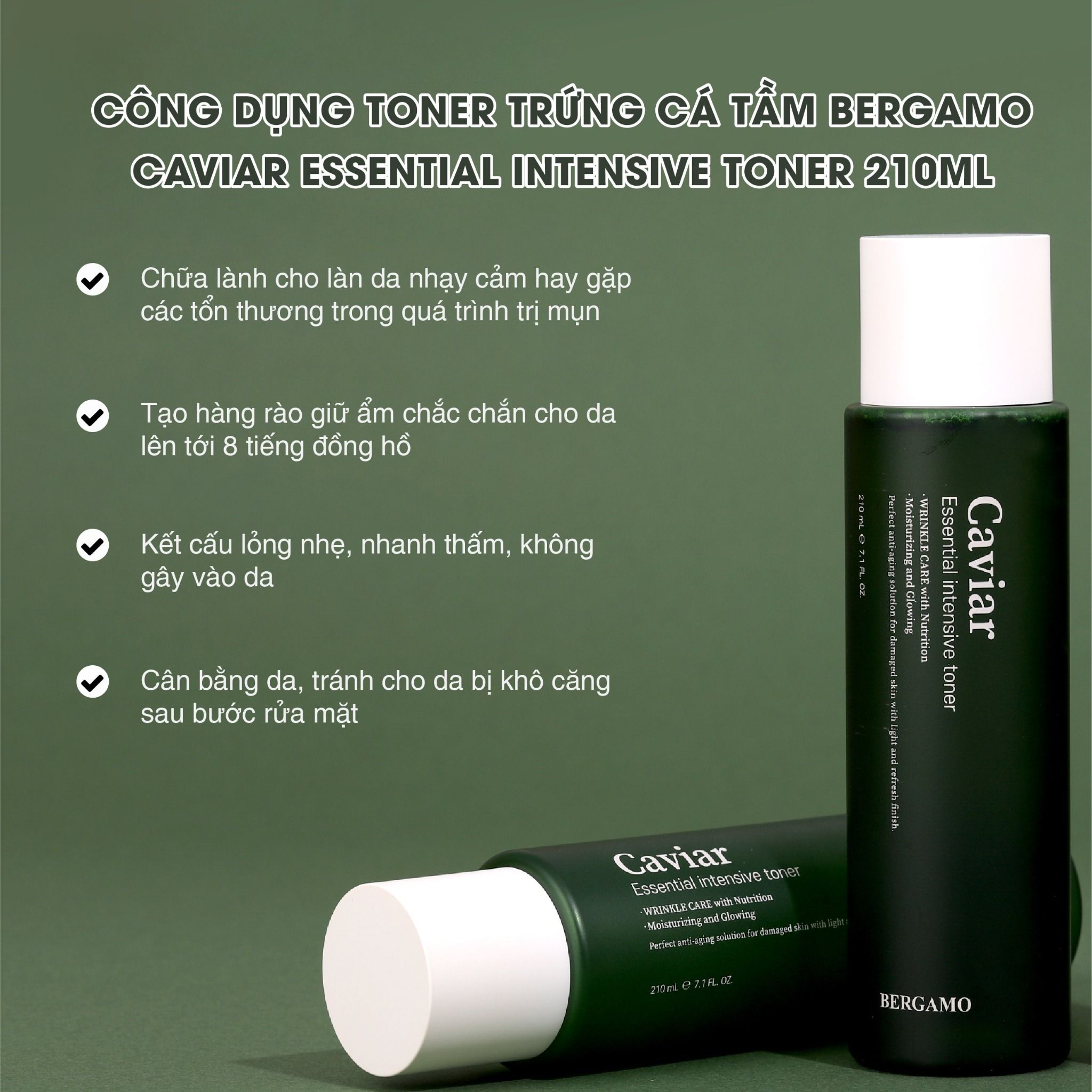 TONER TRỨNG CÁ TẦM BERGAMO CAVIAR ESSENTIAL INTENSIVE TONER 210ML