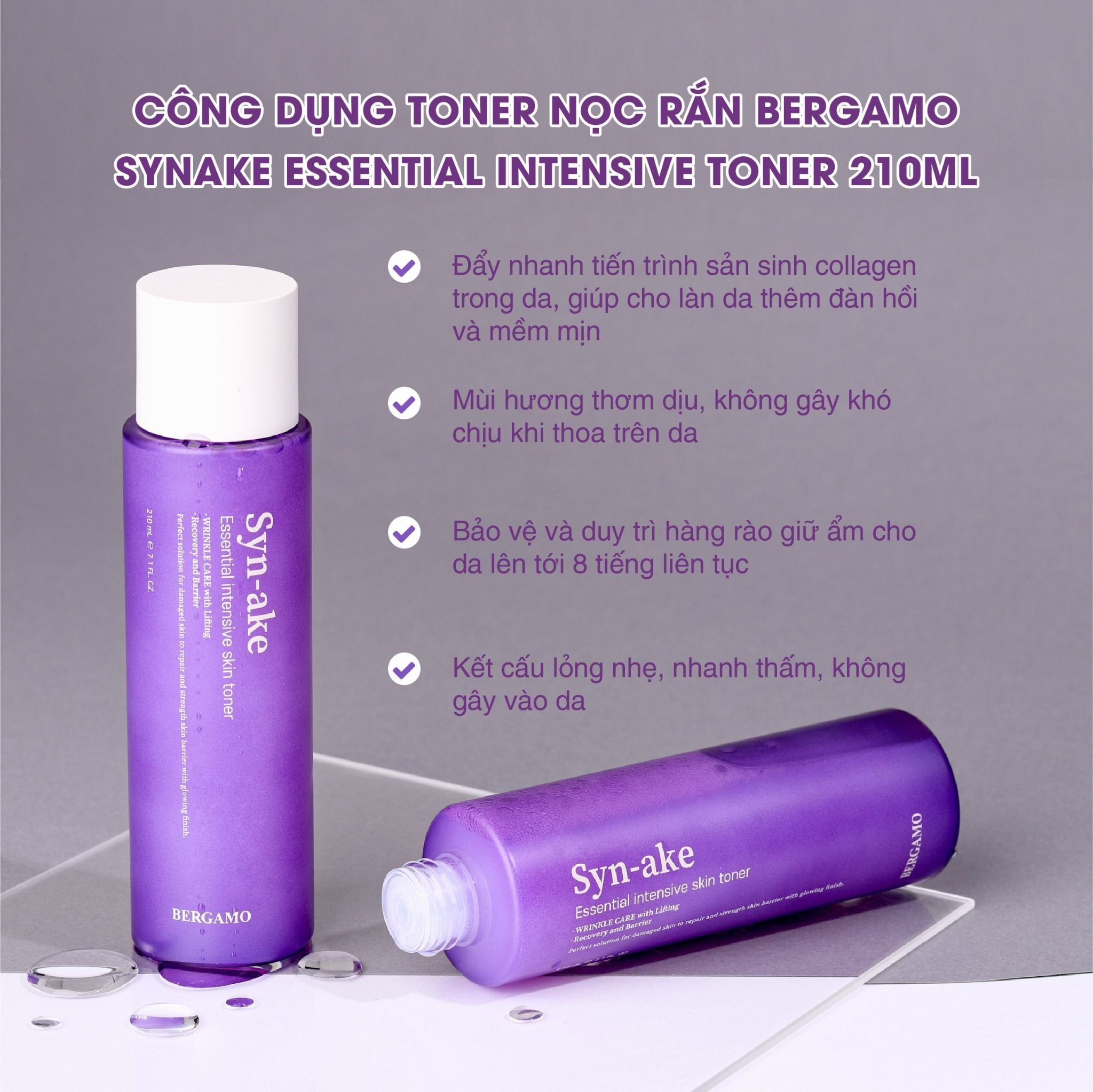 TONER NỌC RẮN BERGAMO SYNAKE ESSENTIAL INTENSIVE TONER 210ML