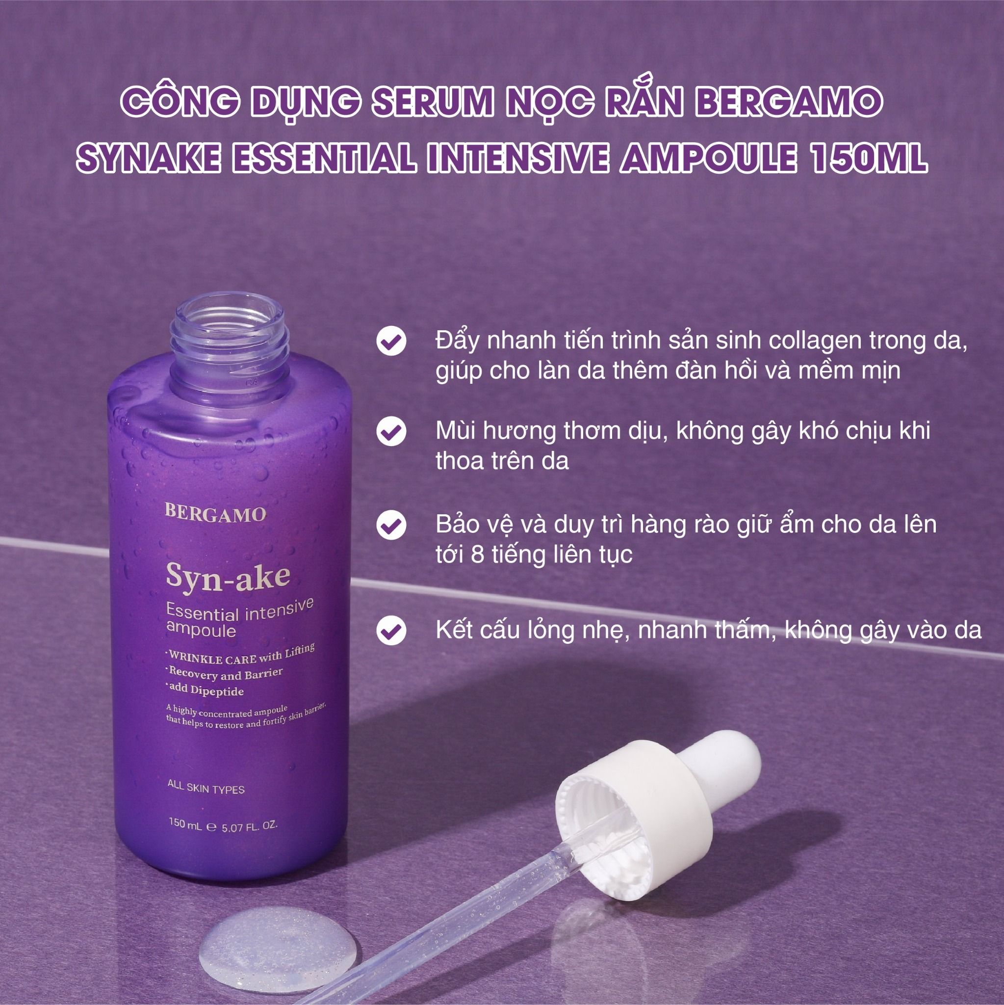 TINH CHẤT NỌC RẮN BERGAMO SYNAKE ESSENTIAL INTENSIVE AMPOULE 150ML