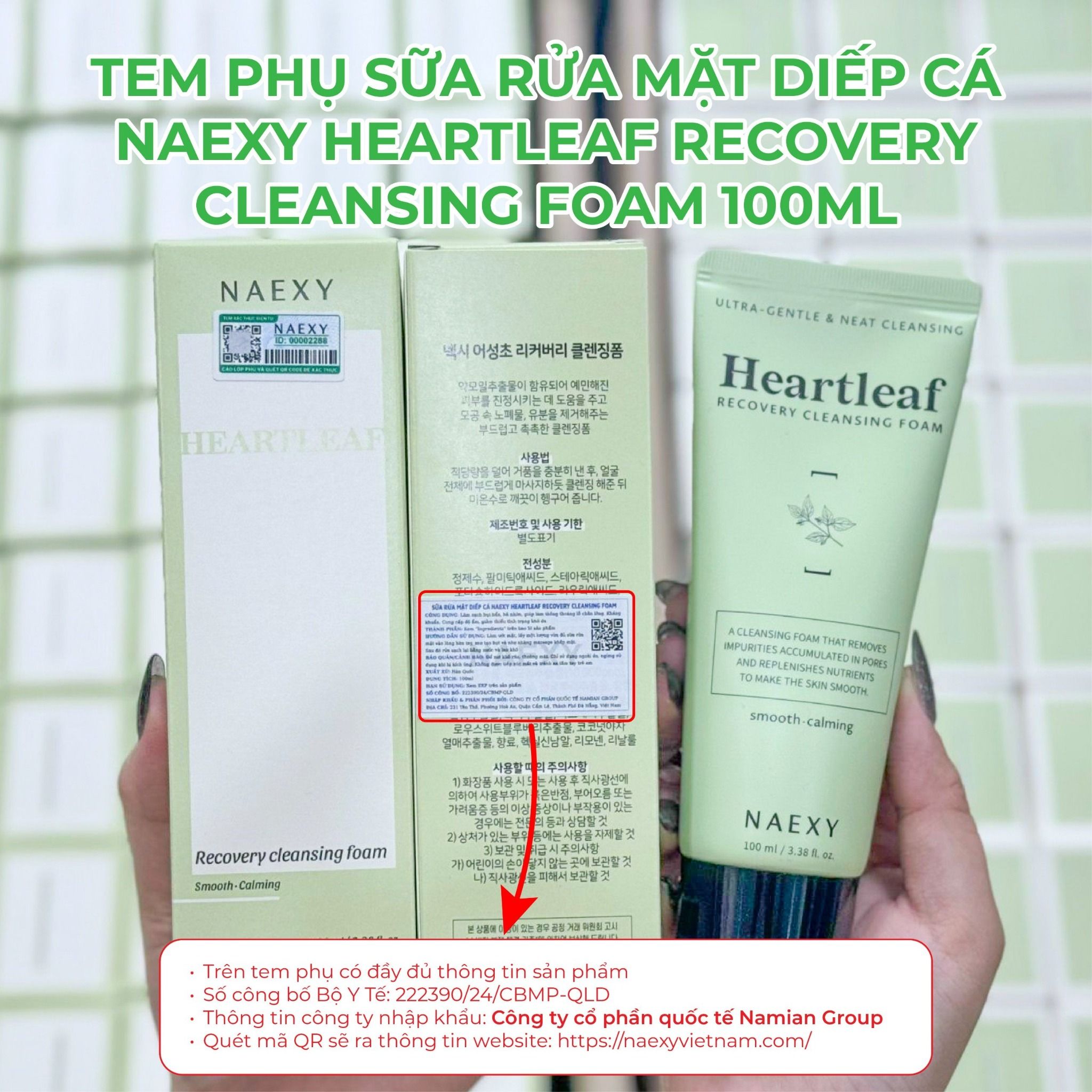 SỮA RỬA MẶT DIẾP CÁ NAEXY HEARTLEAF RECOVERY CLEANSING FOAM 100ML